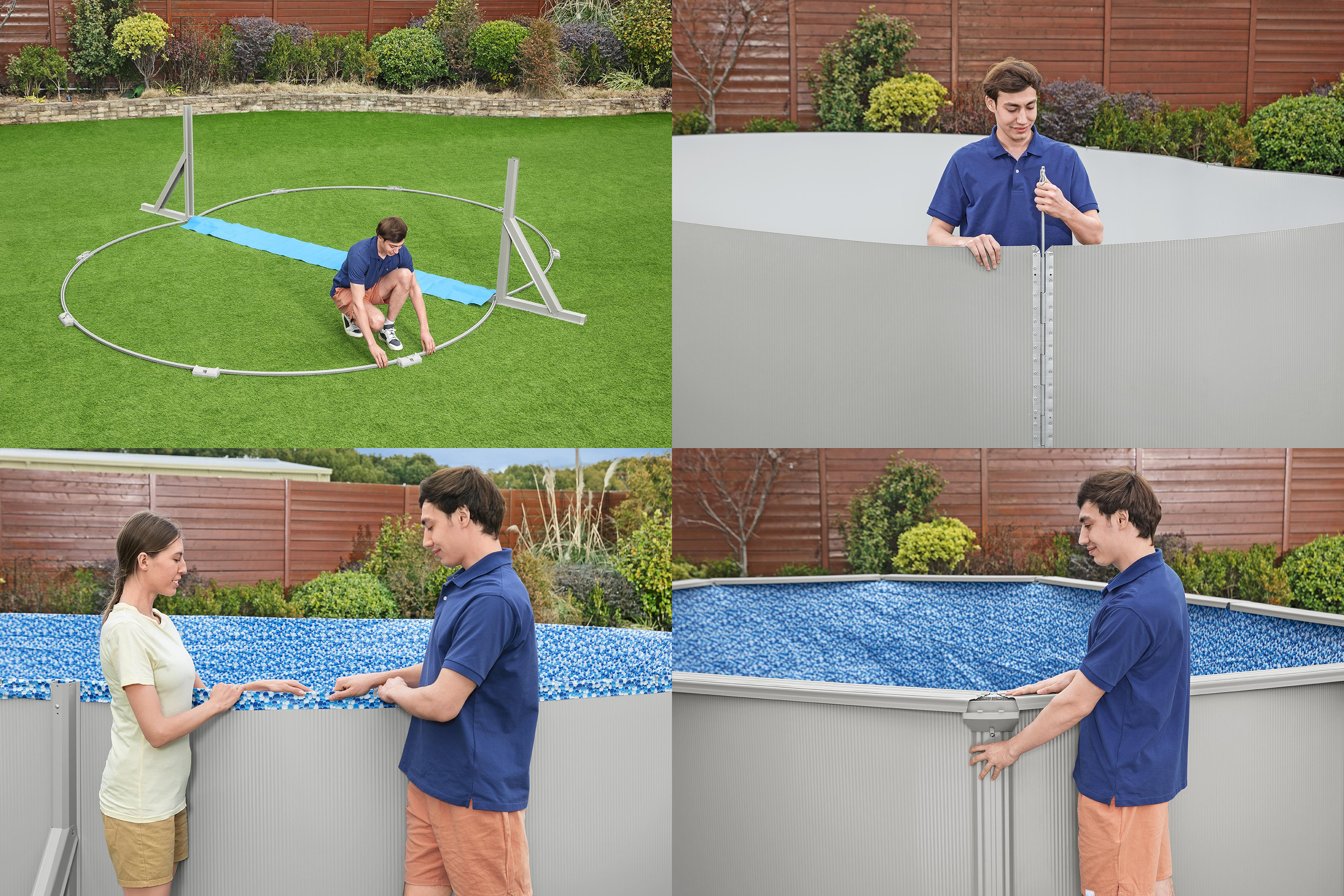 Hydrium™ Stahlwandpool Komplett Set mit Sandfilteranlage 500 x 366 x 122 cm, granitgrau, oval