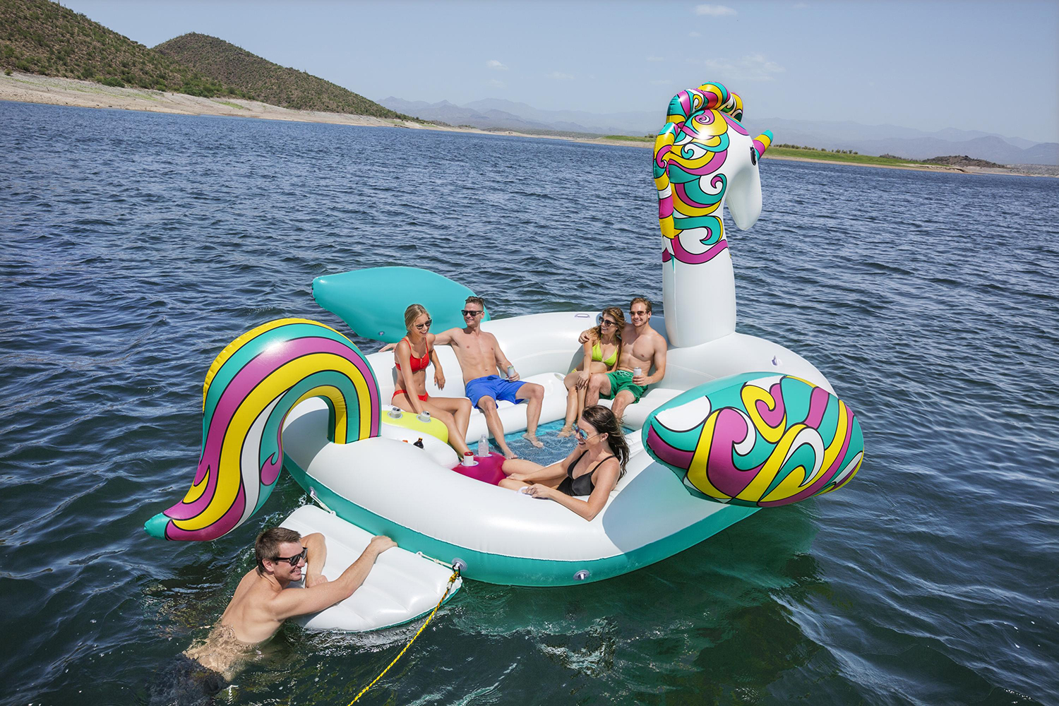 6 Personen Badeinsel Einhorn 590 x 404 cm