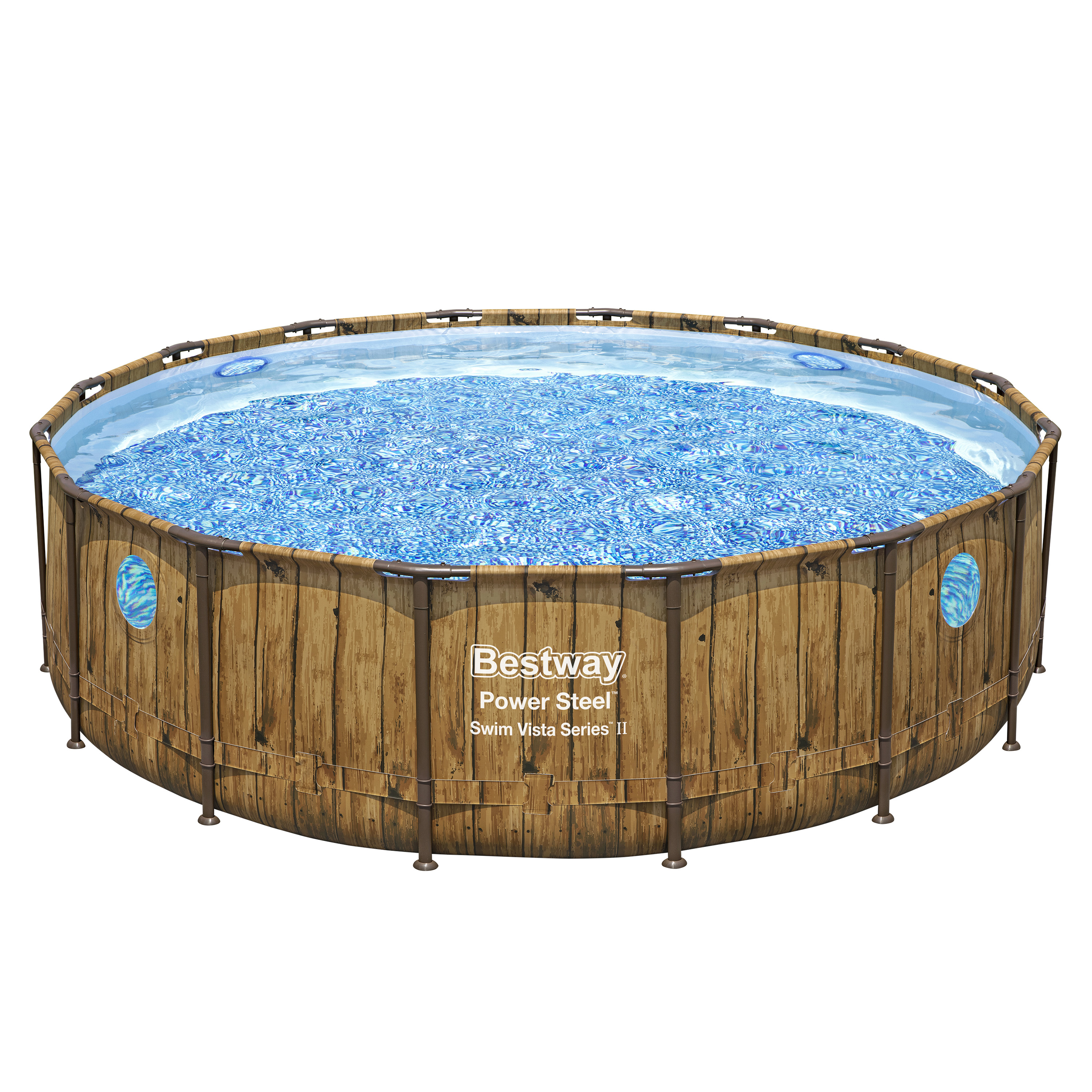 Power Steel™ Swim Vista Series™ Solo Pool ohne Zubehör  Ø 488 x 122 cm, Holz-Optik (Pinie), rund