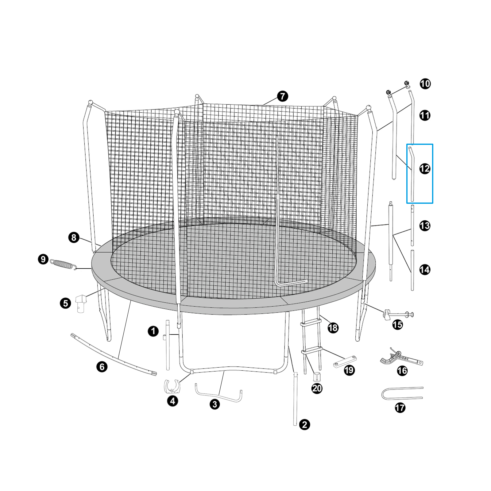 Bestway® Spare Part Foam for Upper Frame Support 12' x 9'1"/3.66m x 2.78m Xtreme Air Trampoline
