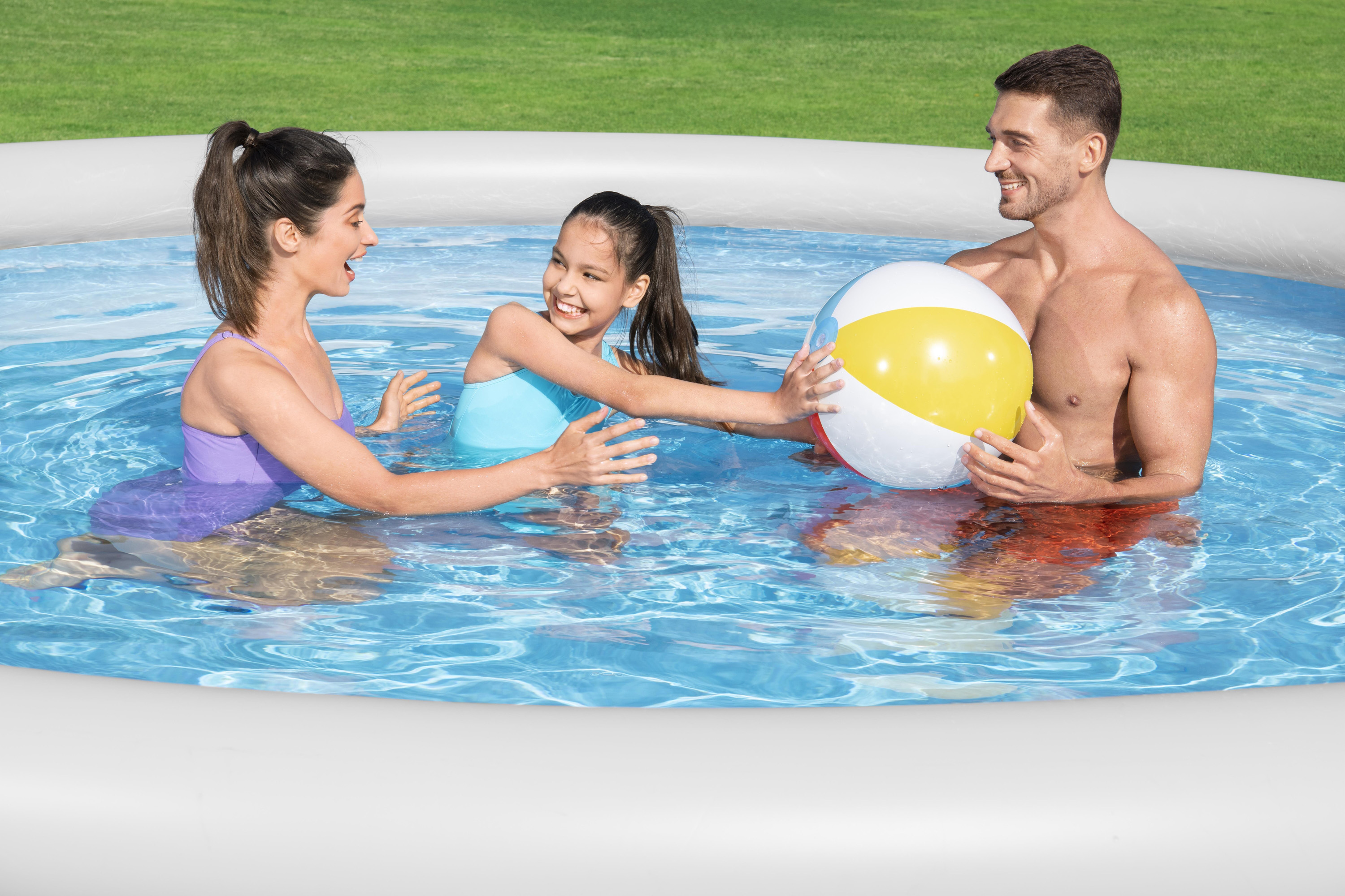 Fast Set™ Aufstellpool Set mit Filterpumpe Ø 457 x 84 cm, Rattan-Optik (Schiefergrau), rund