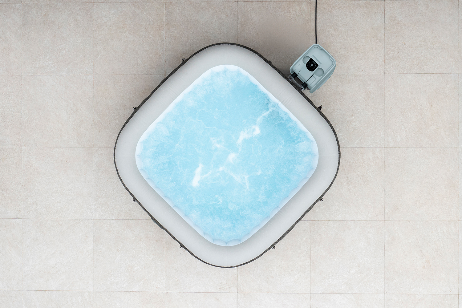 LAY-Z-SPA® Energiespar Whirlpool Cabo HydroJet™ mit App-Steuerung, für 6 Personen, 180 x 180 x 71 cm, Kreuzgeflecht-Optik (Eichengrau)