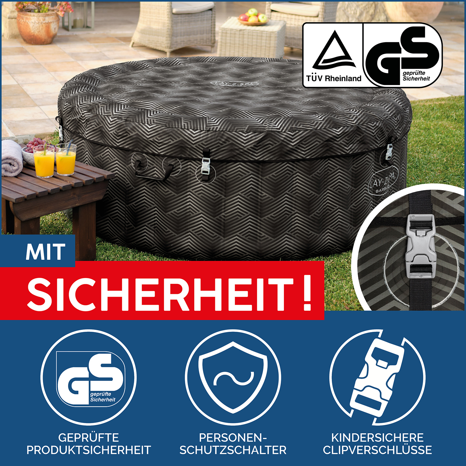 LAY-Z-SPA® UltraFit™ -Whirlpool Barbuda AirJet™ Ø 180 x 66 cm, rund
