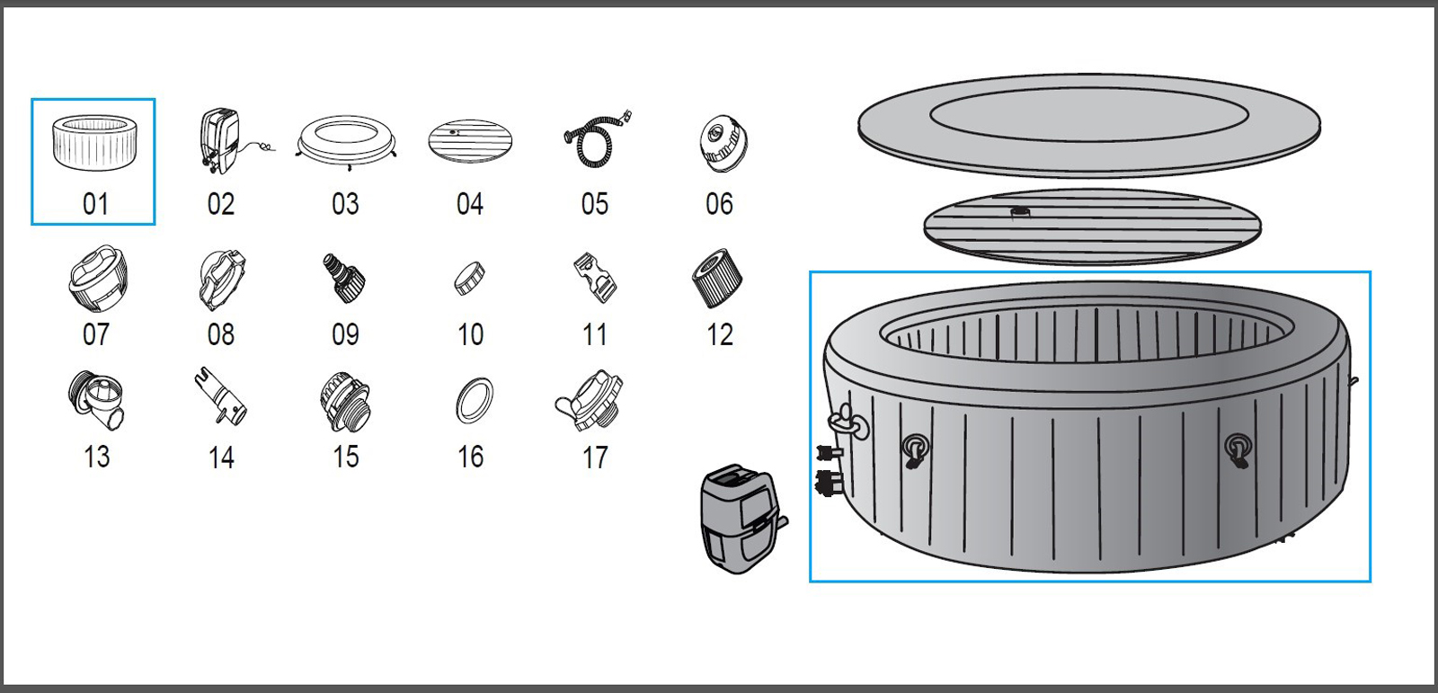 Bestway® Spare Part Liner (taupe) for LAY-Z-SPA® Palm Springs AirJet™ Whirlpool Ø 196 x 71 cm (until 2020)