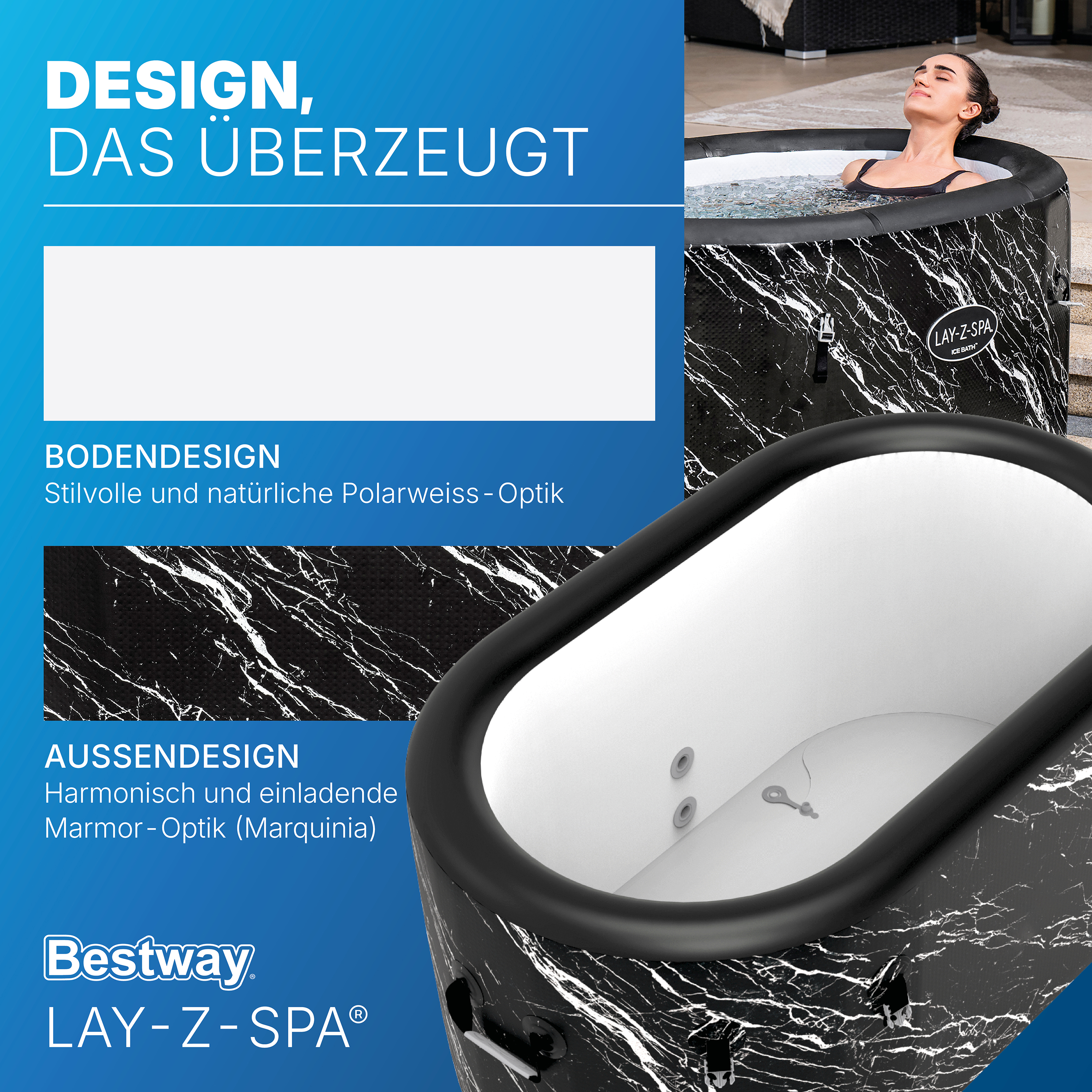 LAY-Z-SPA® FortiFiber™ Eisbad Glacial Dip™ mit Filterpumpe 152 x 92 x 71 cm