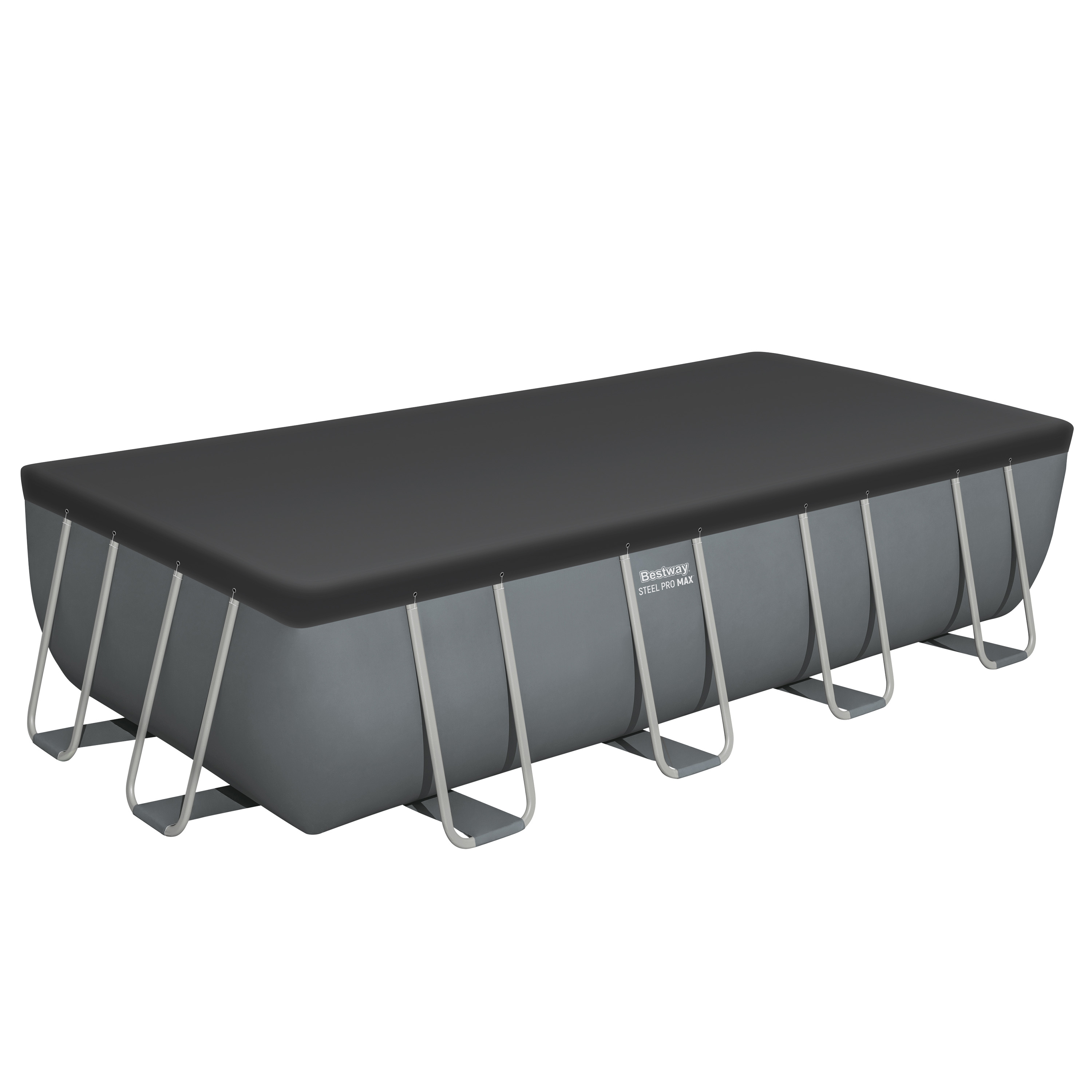 Steel Pro MAX™ Frame Pool Komplett Set mit Sandfilteranlage 549 x 274 x 122 cm, grau, eckig