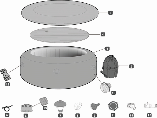 Bestway® Spare Part  71" x 26"/180cm x 66cm Lay-Z-Spa Miami Top Reinforced Cover