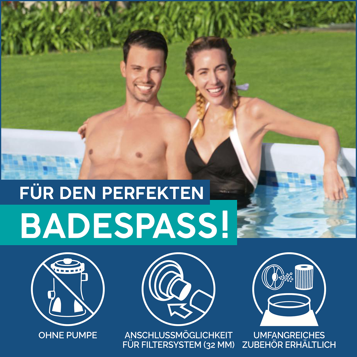 Power Steel 16' x 8' x 48"/4.88m x 2.44m x 1.22m Rectangular Pool