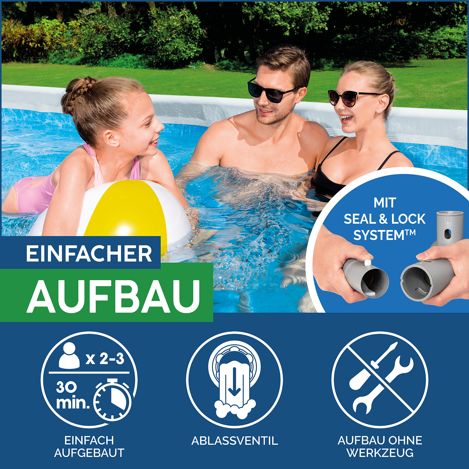 Power Steel 13'3" x 6'7" x 39.5"/4.04m x 2.01m x 1.00m Rectangular Pool