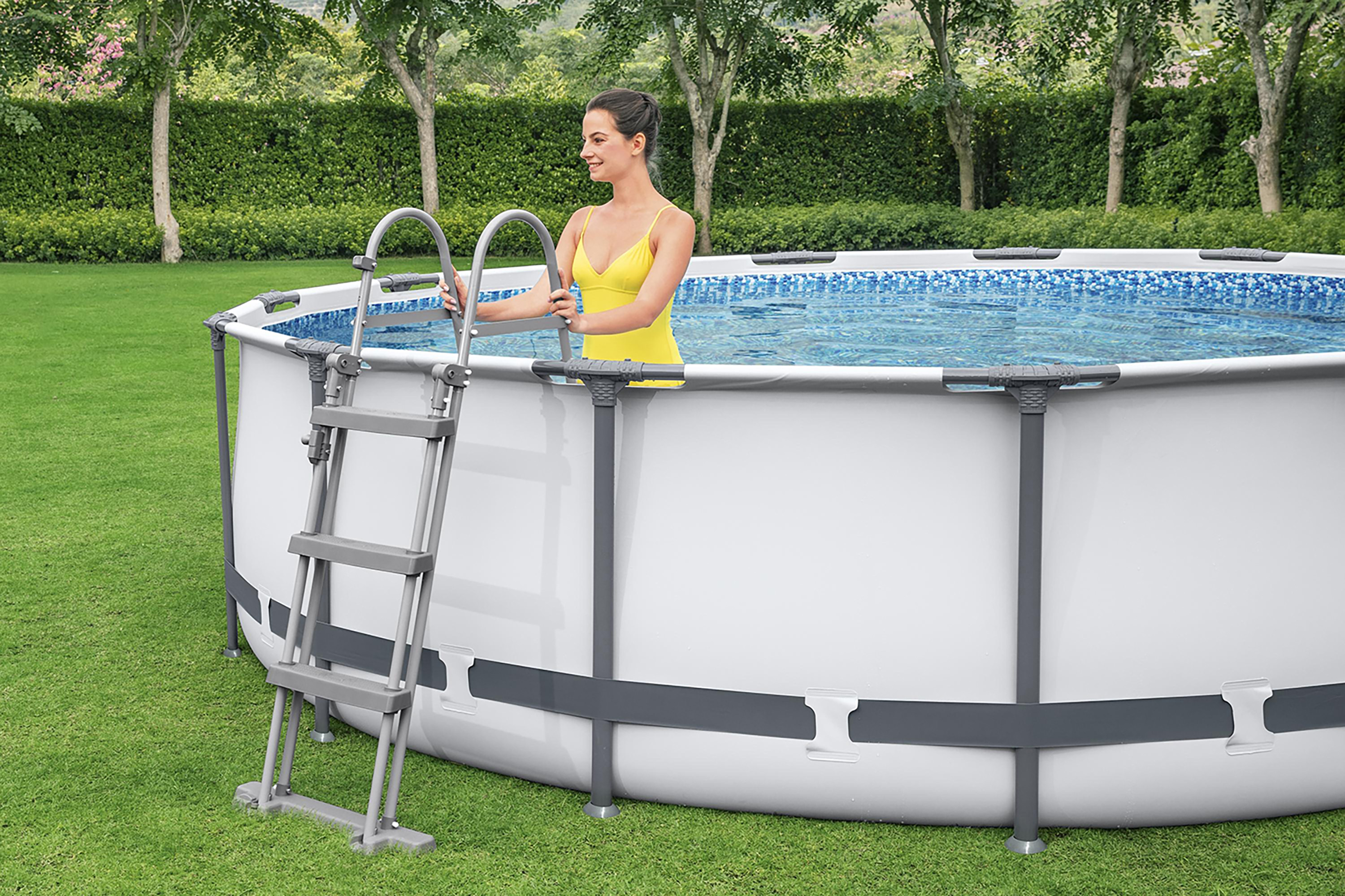 Steel Pro MAX™ Frame Pool Komplett Set mit Filterpumpe Ø 427 x 107 cm, lichtgrau, rund