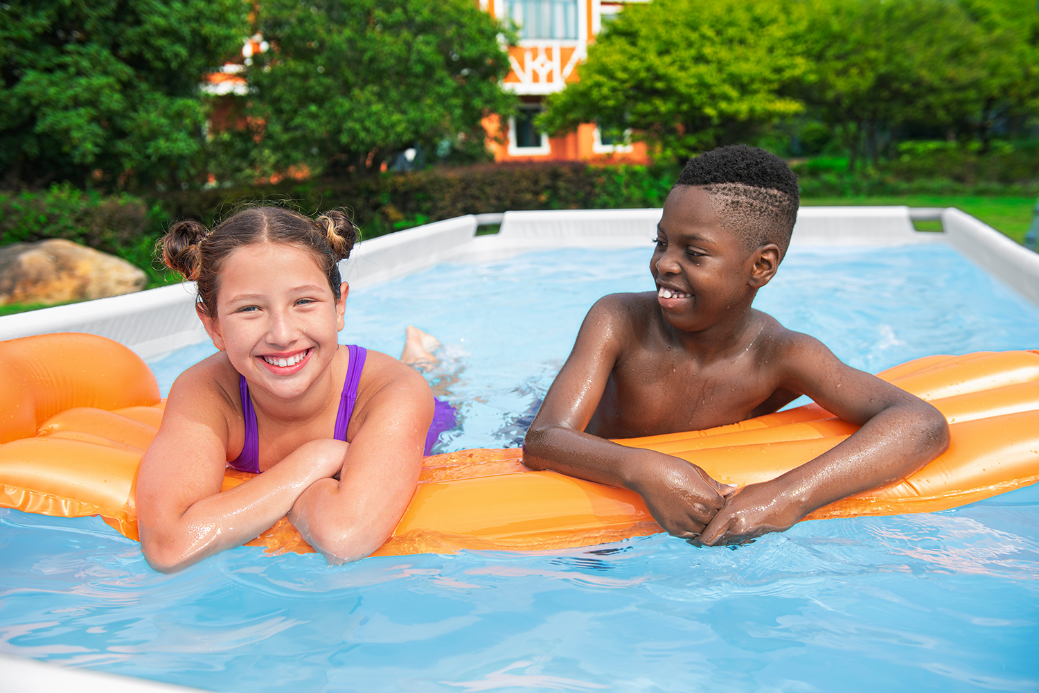 Steel Pro MAX™ Frame Pool Set mit Filterpumpe 404 x 201 x 100 cm, Marmor-Optik (Schiefergrau), eckig
