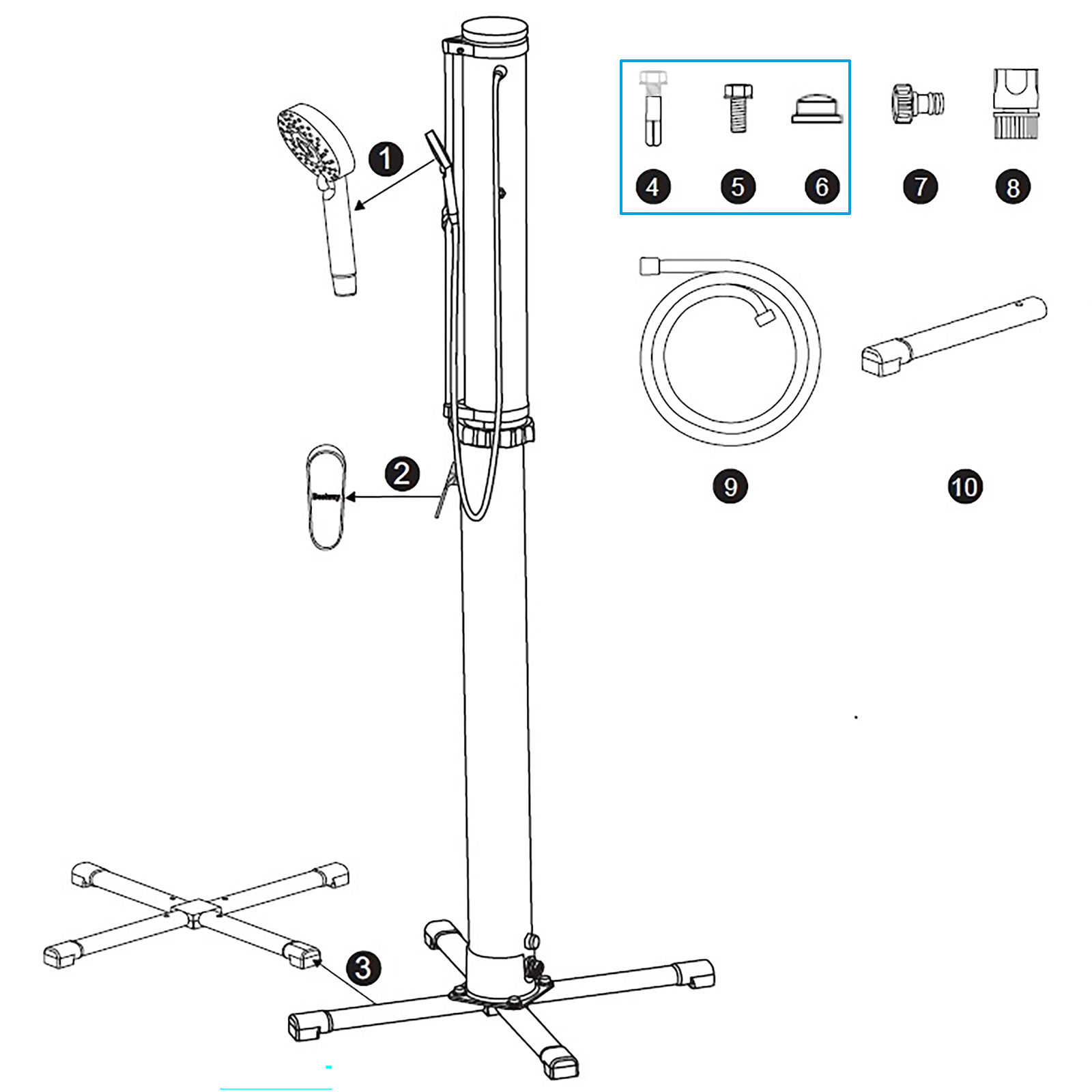 Bestway® Spare Part Screws set for all SolarFlow™ outdoor shower Bestway® Spare Part Screws set for all SolarFlow™ outdoor shower