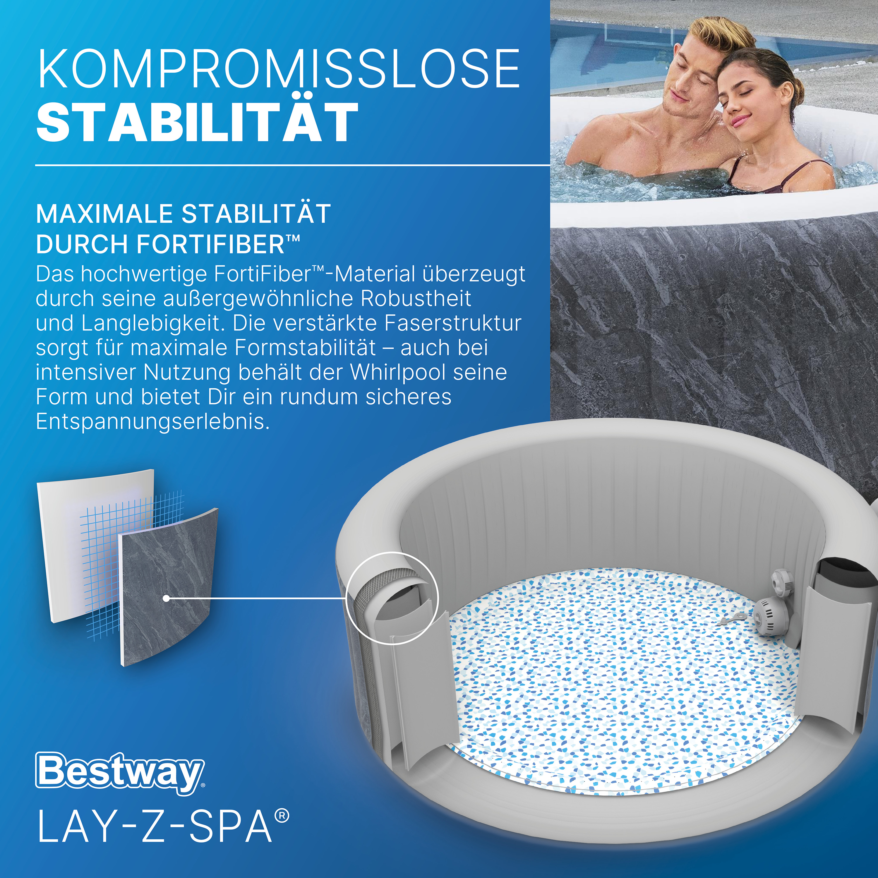 LAY-Z-SPA® WLAN-Whirlpool Boracay AirJet™ Ø 180 x 66 cm, rund