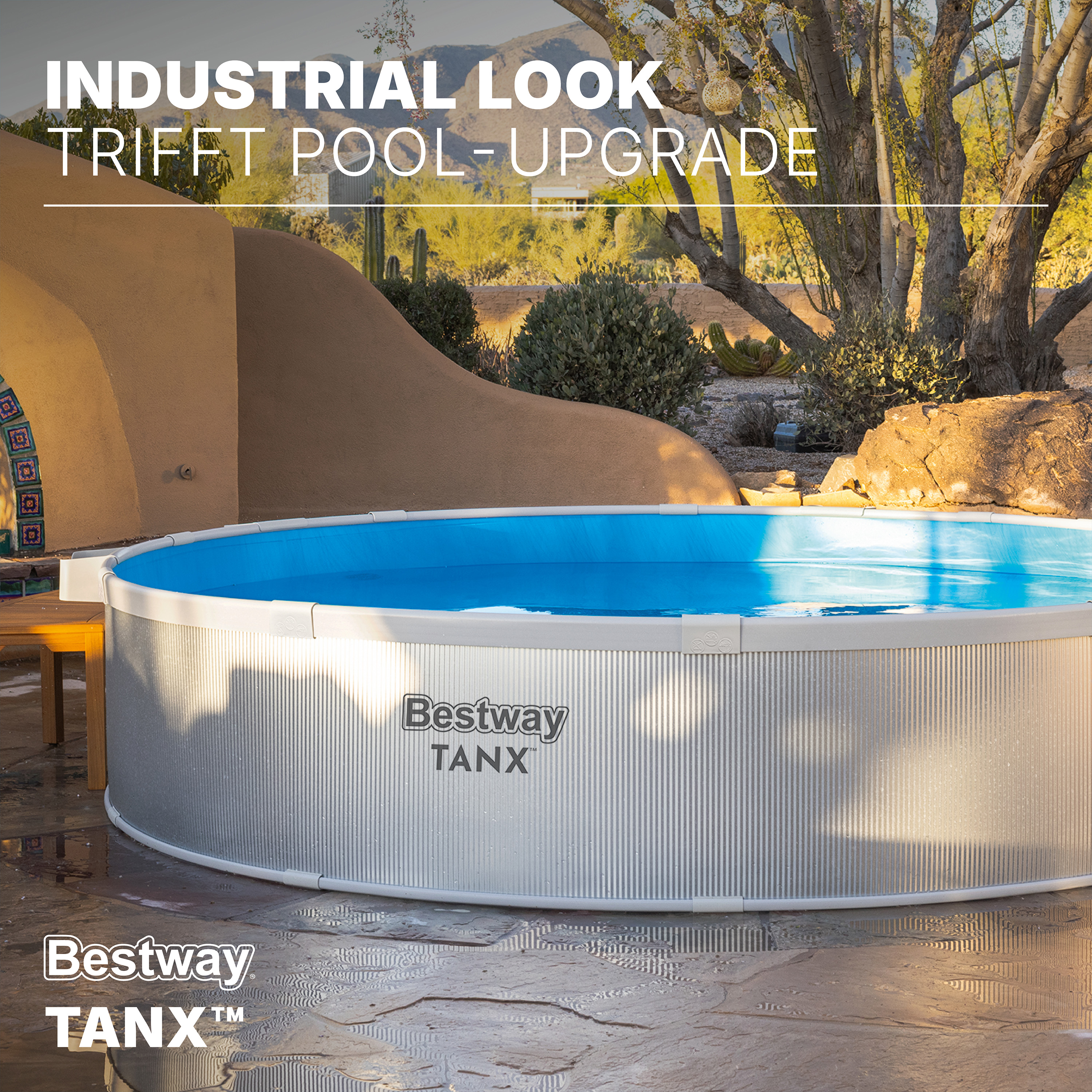 Tanx™ Stahlwandpool Set mit Filterpumpe Ø 305 x 61 cm, grau, rund