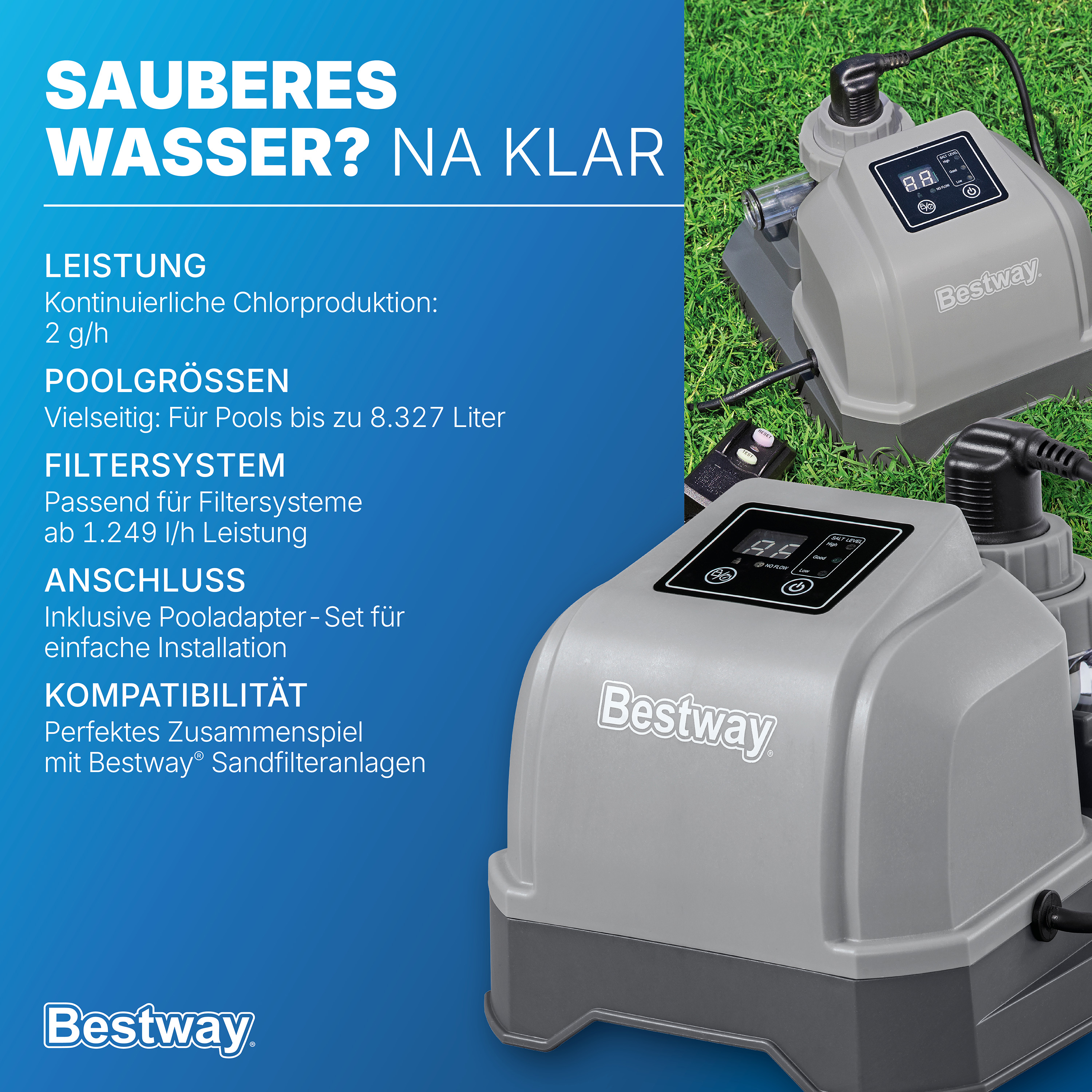 Salzwasseranlage Hydrogenic™ 2 g/h, 19 W