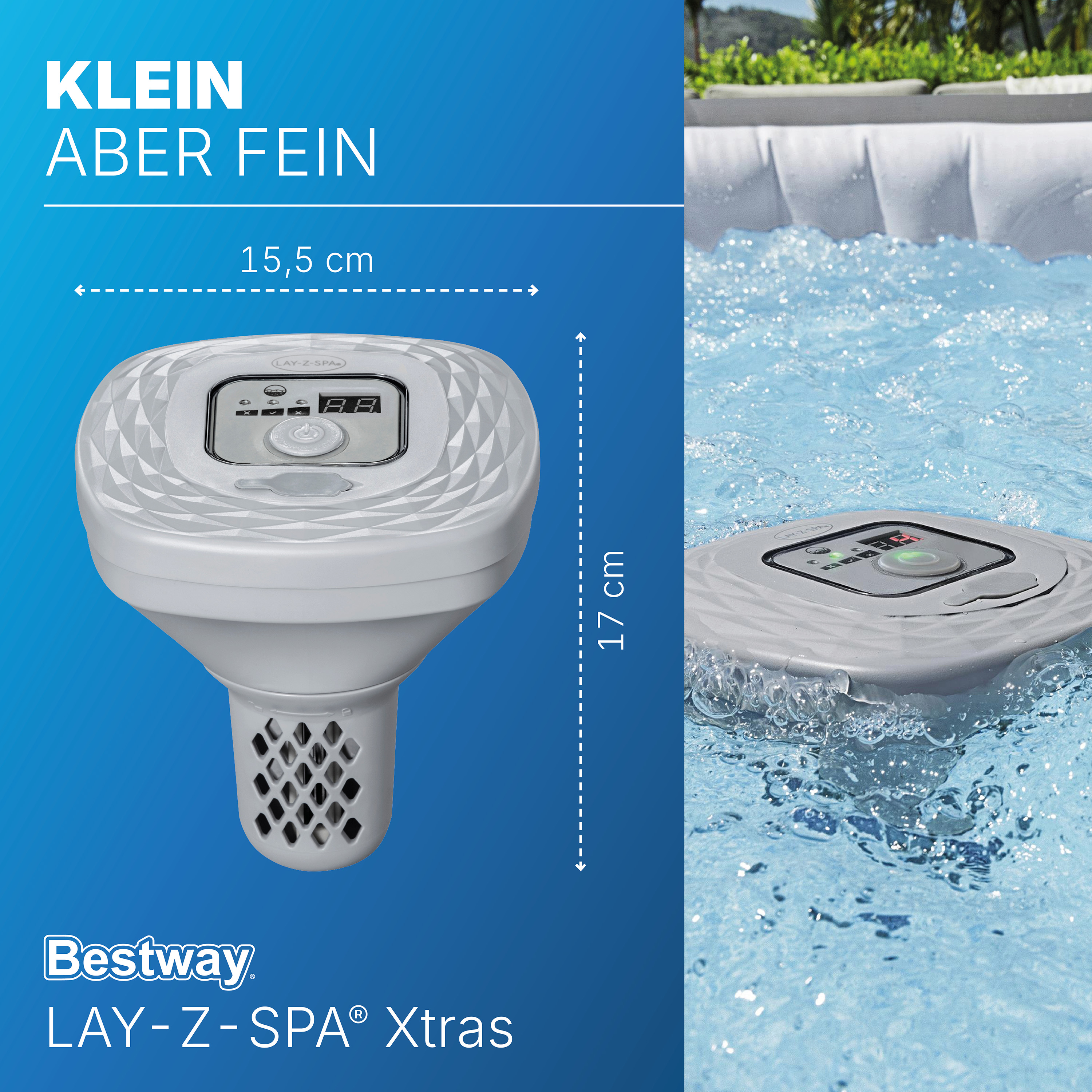 LAY-Z-SPA® Xtras schwimmende, akkubetriebene Salzwasseranlage Hydrogenic™ 0,5 g/ h
