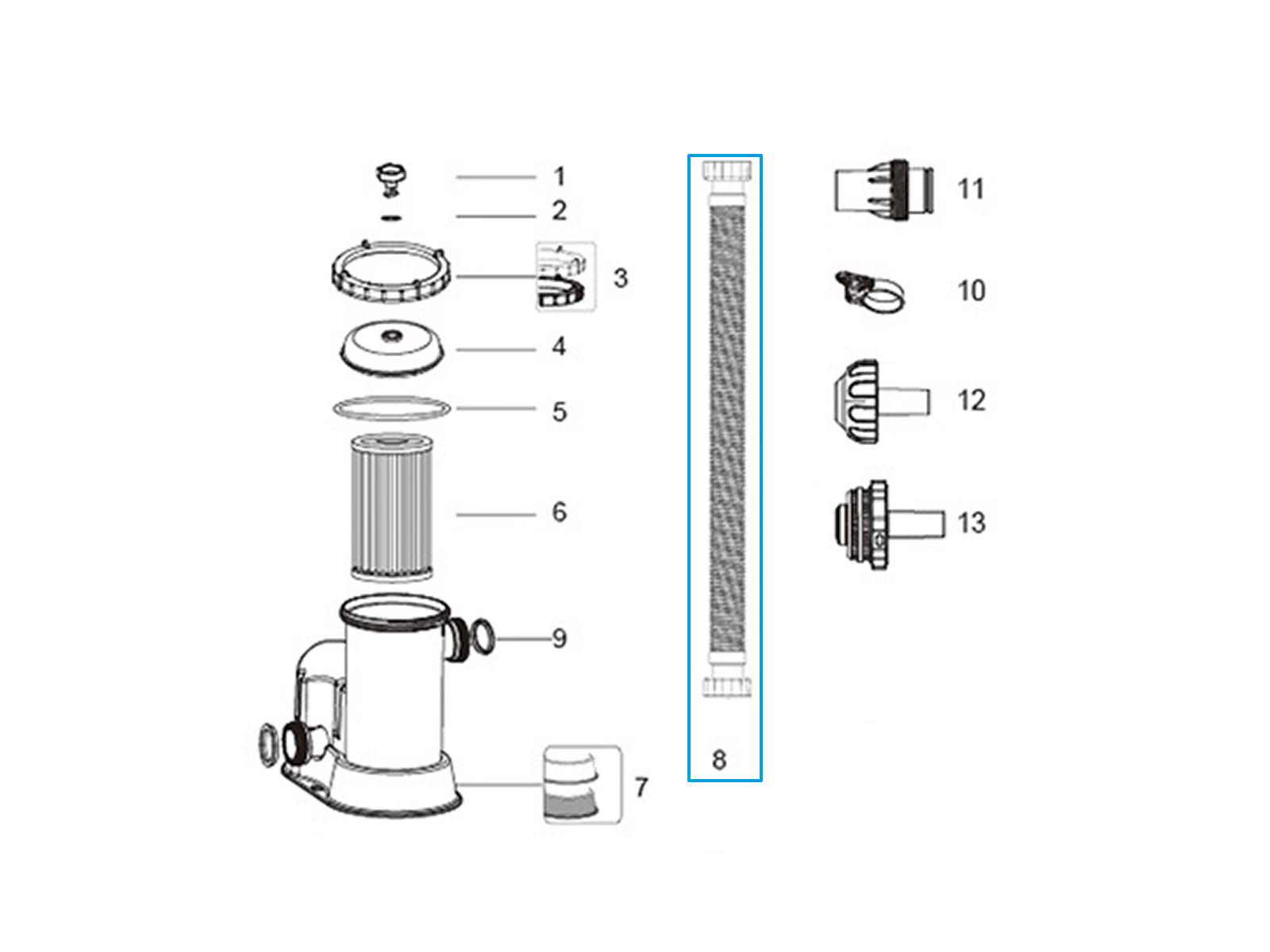 Bestway® Spare Part Hose with nuts (white / Ø 38 mm / 300 cm) for Flowclear™ filter units