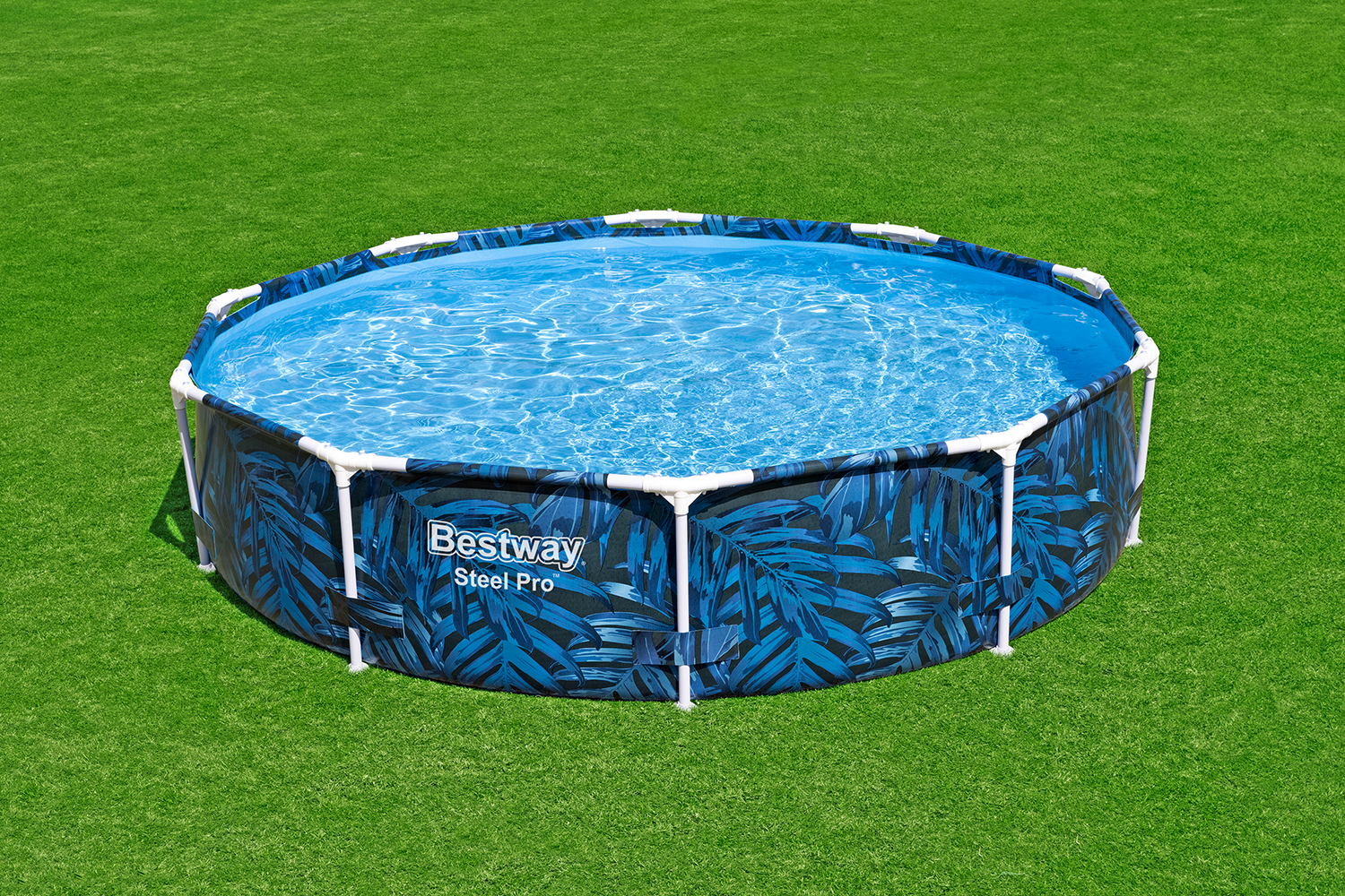 Steel Pro™ Frame Pool ohne Pumpe Ø 305 x 66 cm, tropisches Blatt-Design, rund