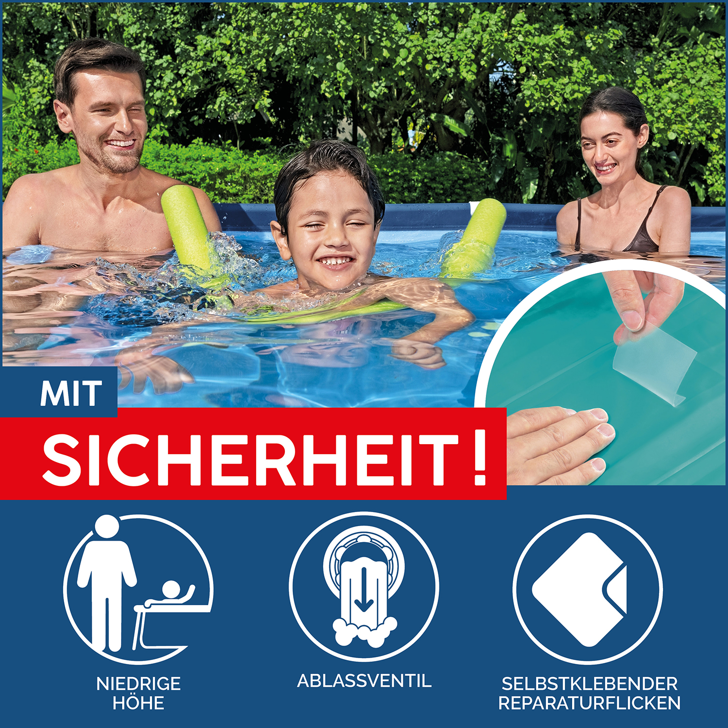 Steel Pro® Frame Pool ohne Pumpe 221 x 150 x 43 cm, dunkelblau, eckig