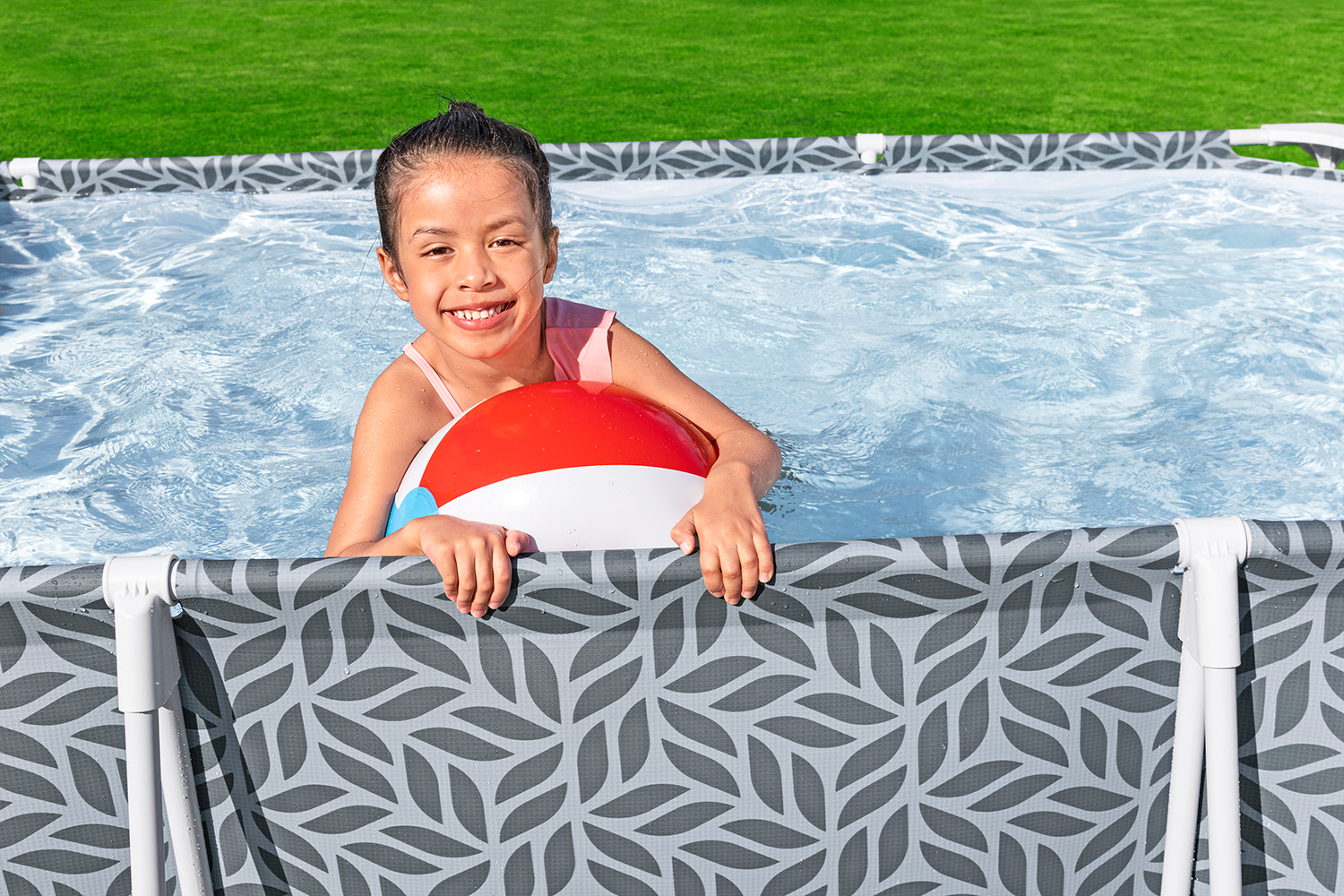 Steel Pro® Frame Pool ohne Pumpe 366 x 201 x 66 cm, Blattform-Design, eckig