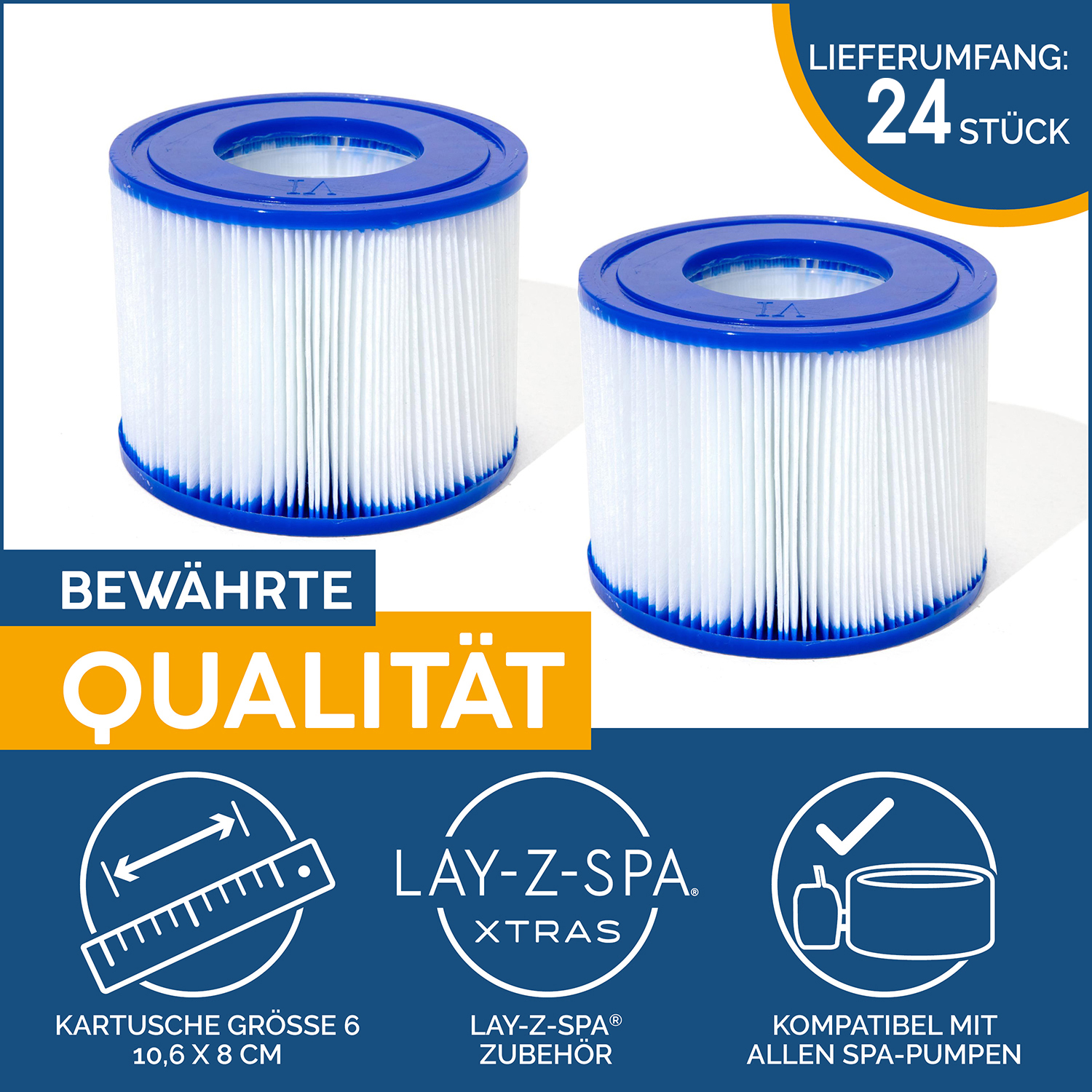 LAY-Z-SPA® Xtras Filterkartusche Gr. VI 10,6 x 8,0 cm, 24er-Sparset