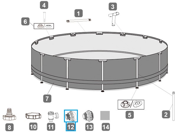 Bestway® Spare Part pool inlet strainer (grey / Ø 38 mm) for pools with angle valves Bestway® Spare Part pool inlet strainer (grey / Ø 38 mm) for pools with angle valves