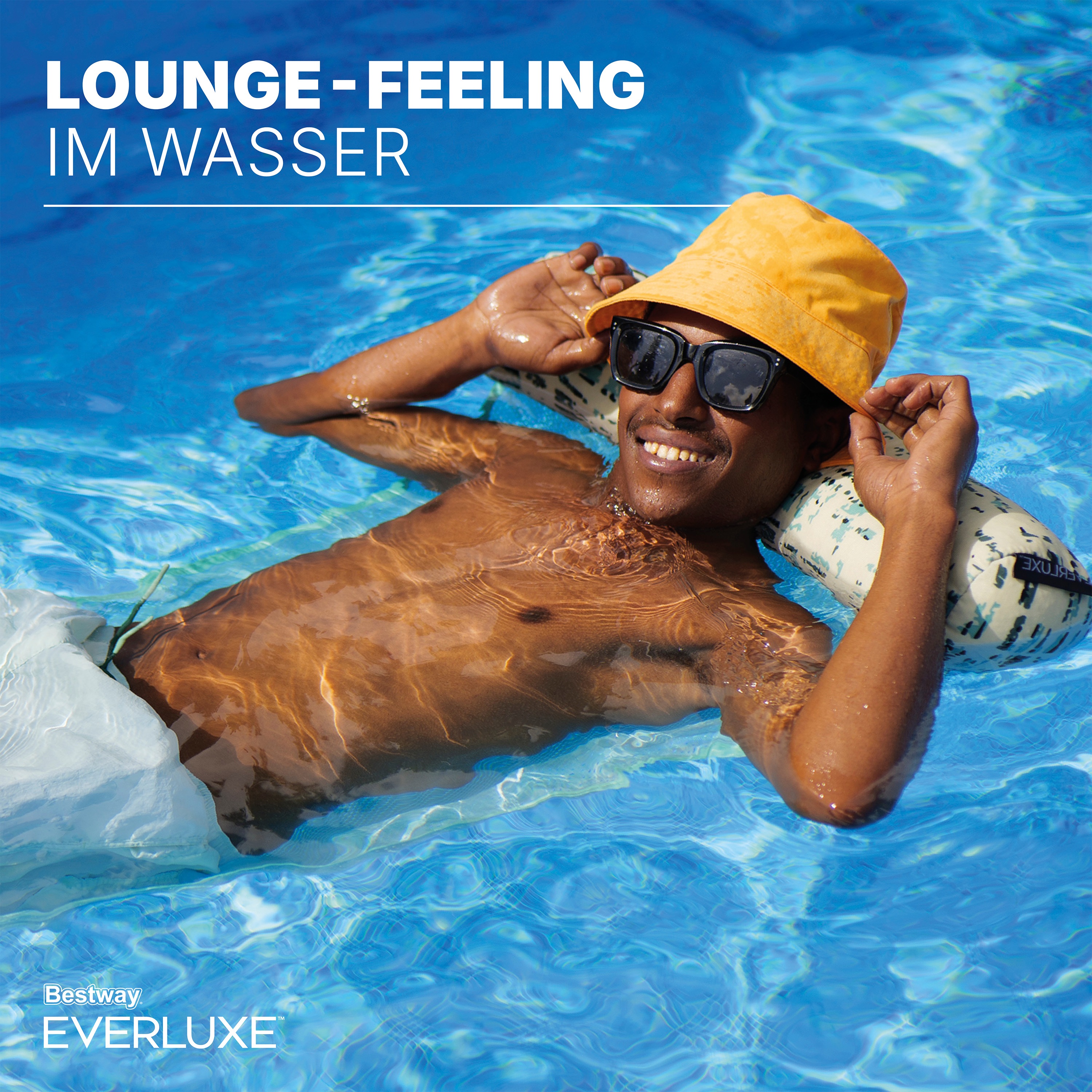 Everluxe™ Pool-Hängematte mit Textiloberfläche und EPS-Perlen-Füllung 122 x 65 x 15 cm