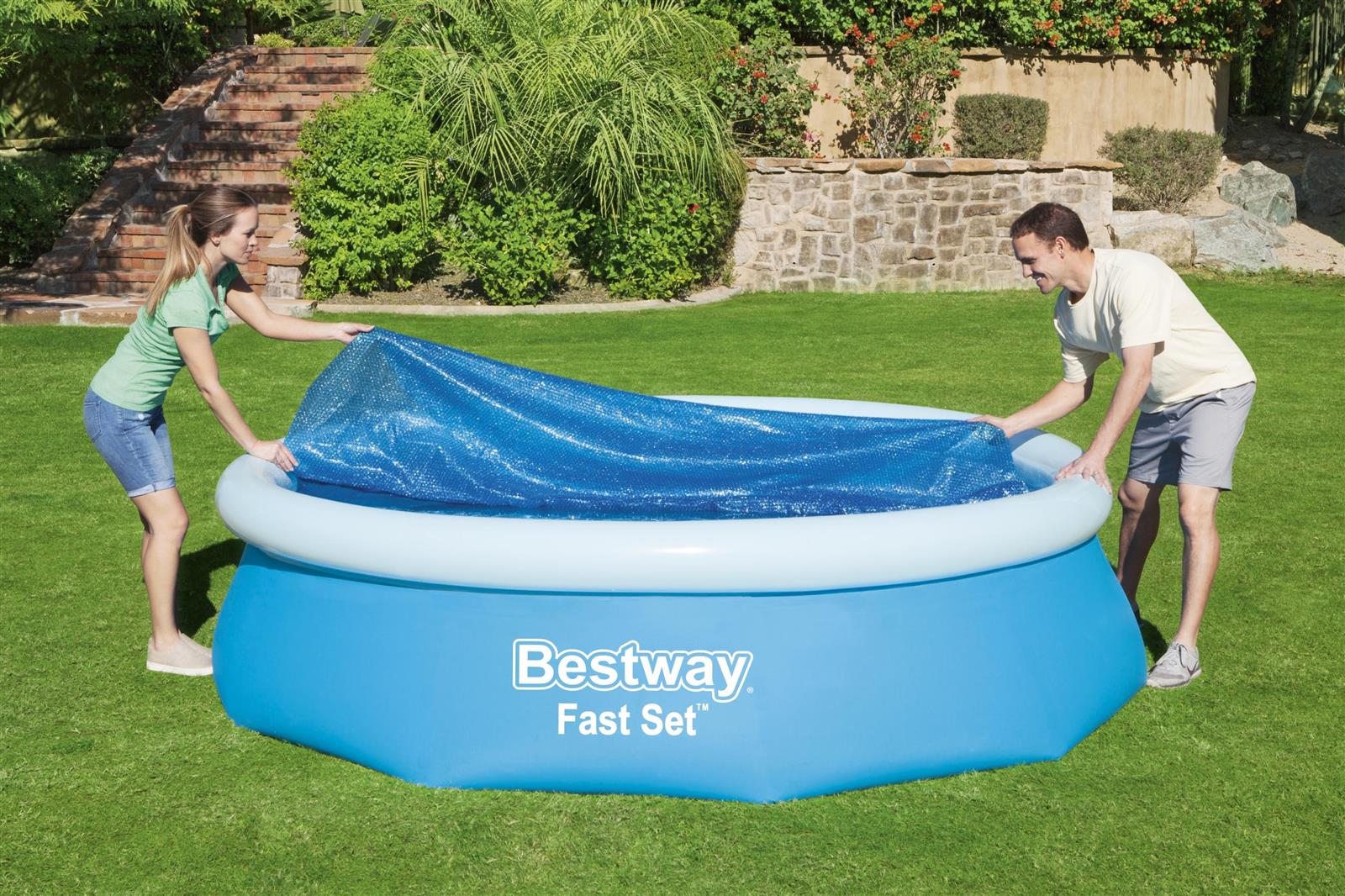 Flowclear™ PE-Solarabdeckplane Ø 289 cm, blau, rund