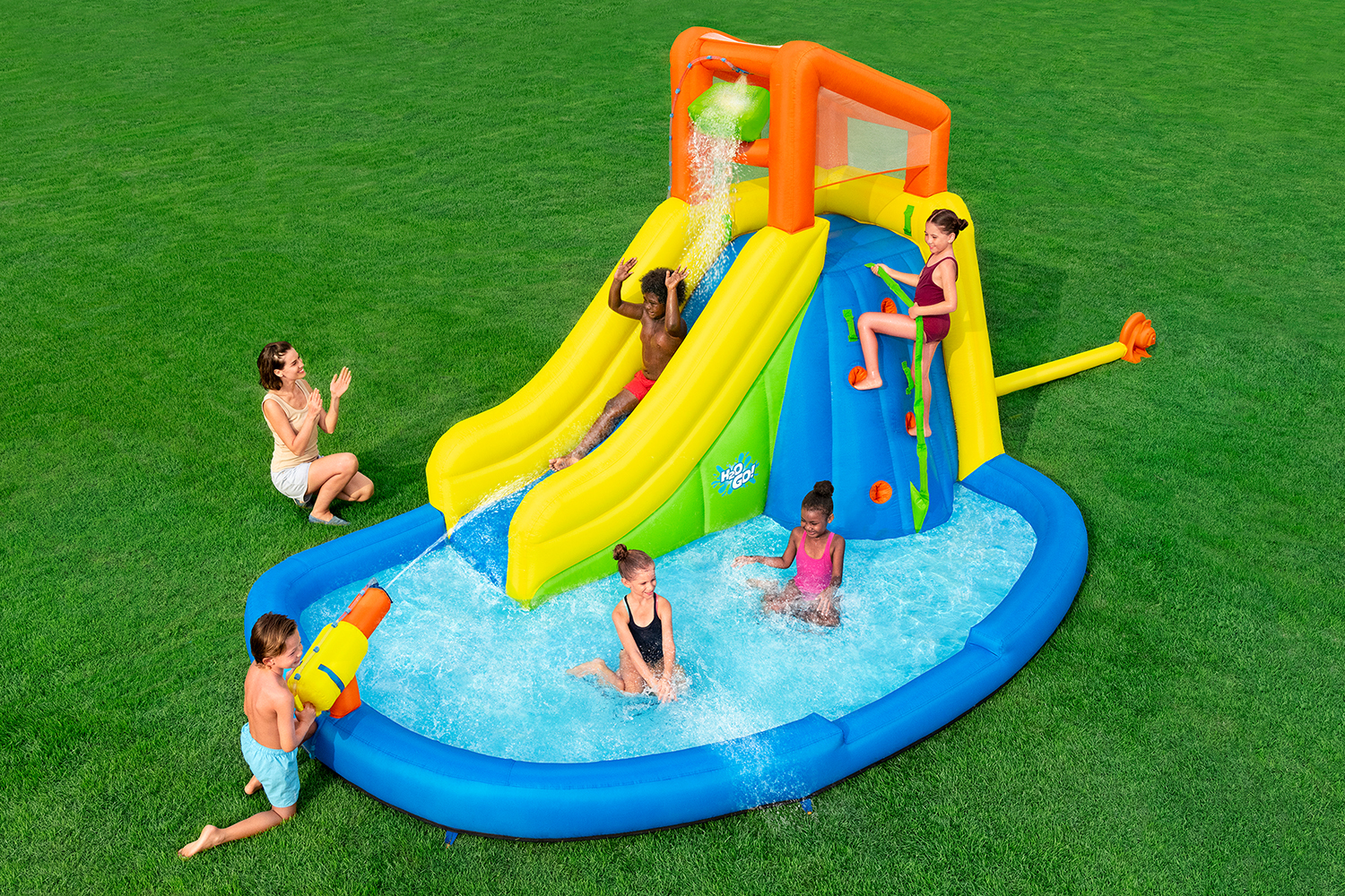 H2OGO!® Mega-Wasserpark Wasserberg mit Dauergebläse 435 x 286 x 267 cm H2OGO!® Mega-Wasserpark Wasserberg mit Dauergebläse 435 x 286 x 267 cm