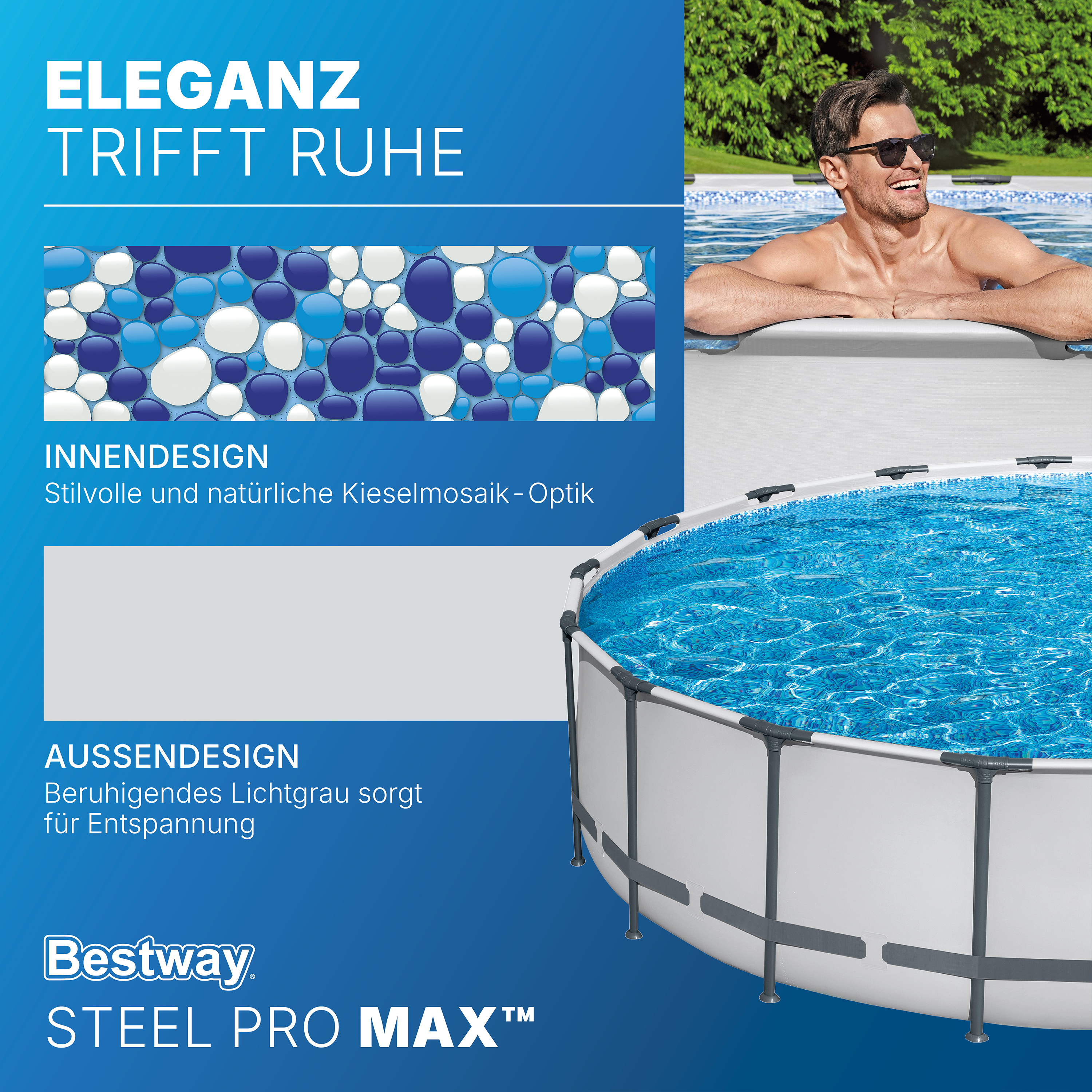 Steel Pro MAX™ Solo Pool ohne Zubehör Ø 549 x 122 cm, lichtgrau, rund