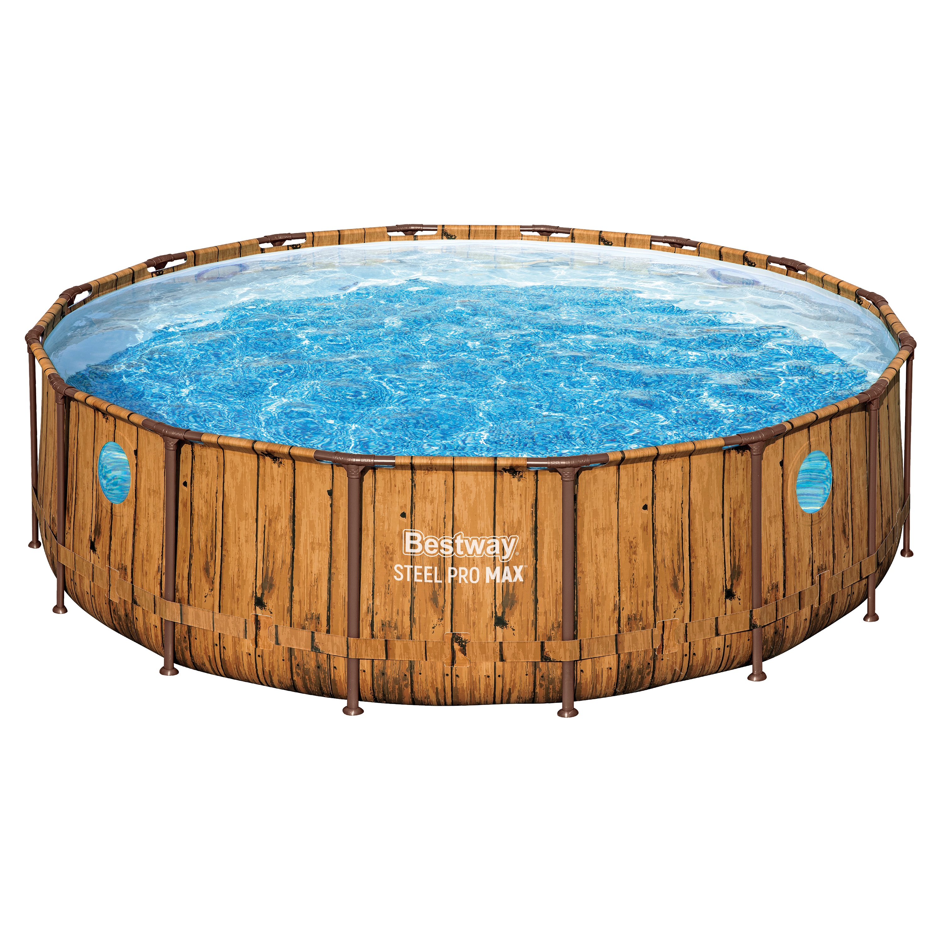 Steel Pro MAX™ Splashview™ Solo Pool ohne Zubehör Ø 488 x 122 cm, Holz-Optik (Pinie), rund