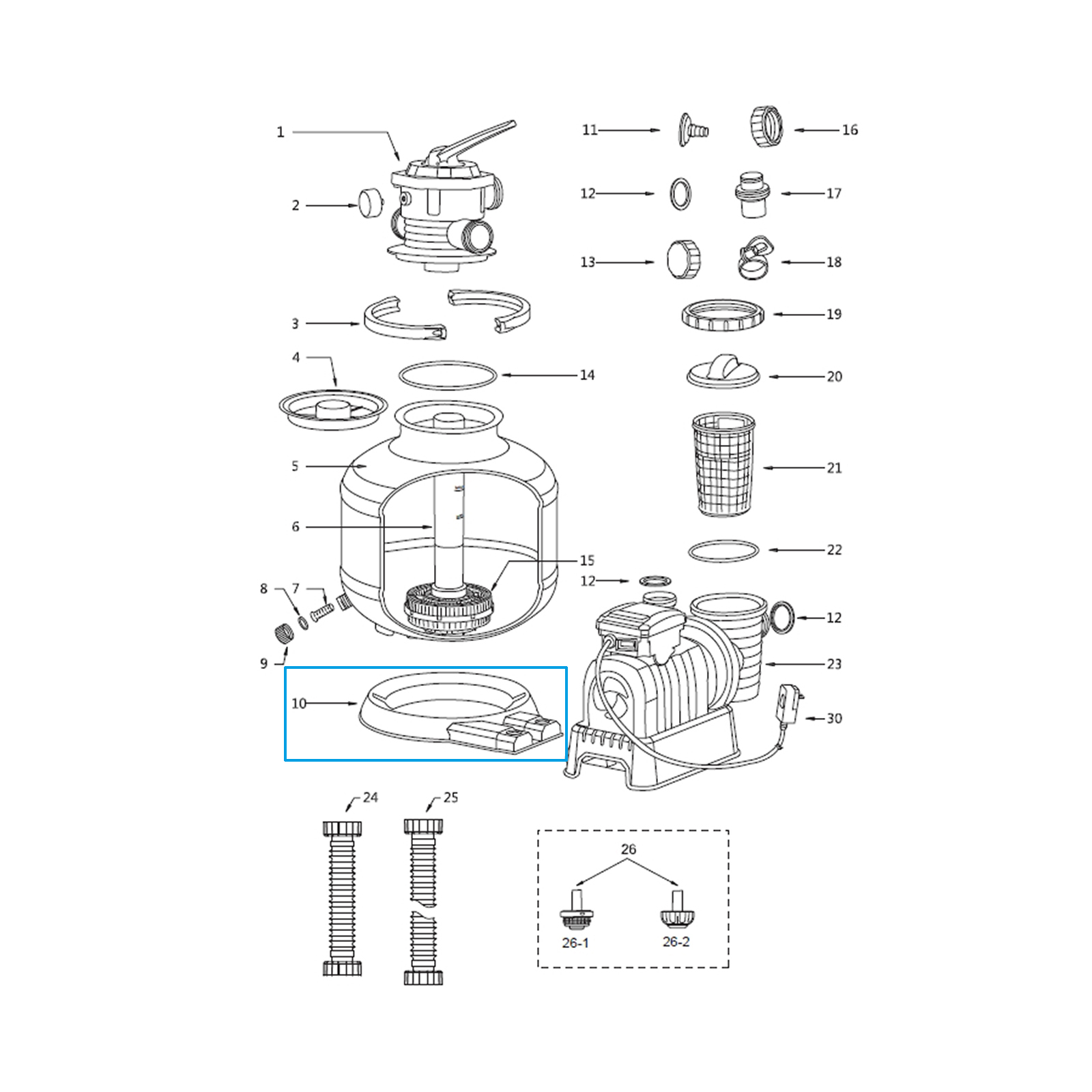 Bestway® Spare Part Tank base (grey) for various Flowclear™ sand filter units (except GS)
