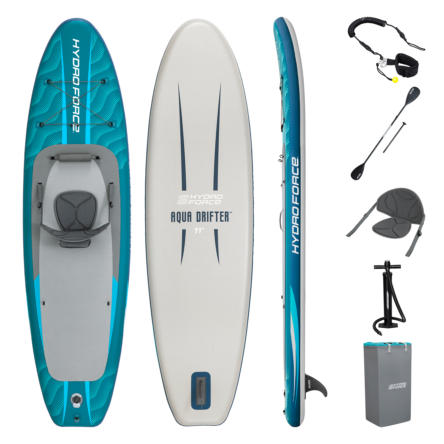 Hydro Force® SUP Allround Board-Set Aqua Drifter™ mit Sitz  335 x 91,5 x 15 cm