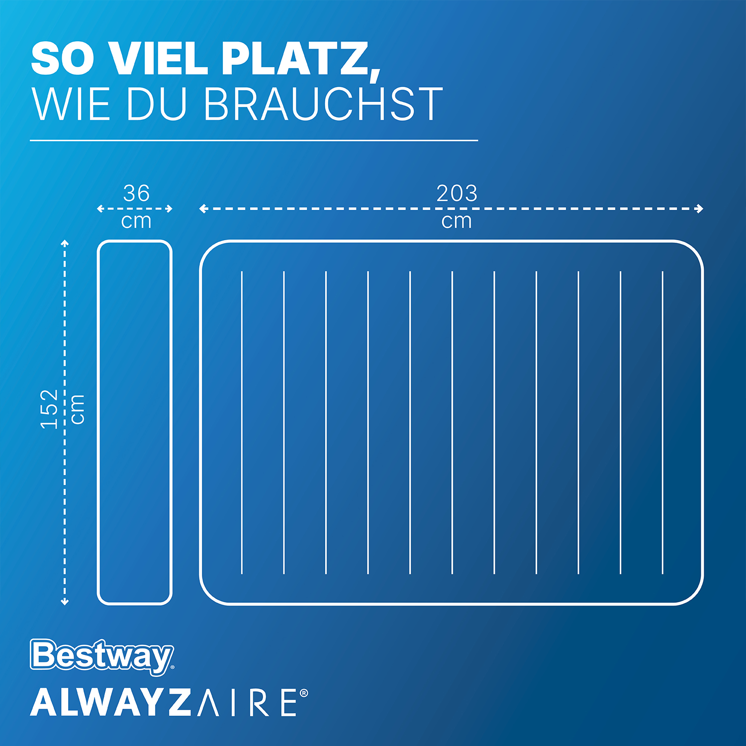AlwayzAire™ 2-Personen-Luftbett ohne Druckverlust Selbstaufblasend 203 x 152 x 36 cm AlwayzAire™ 2-Personen-Luftbett ohne Druckverlust Selbstaufblasend 203 x 152 x 36 cm