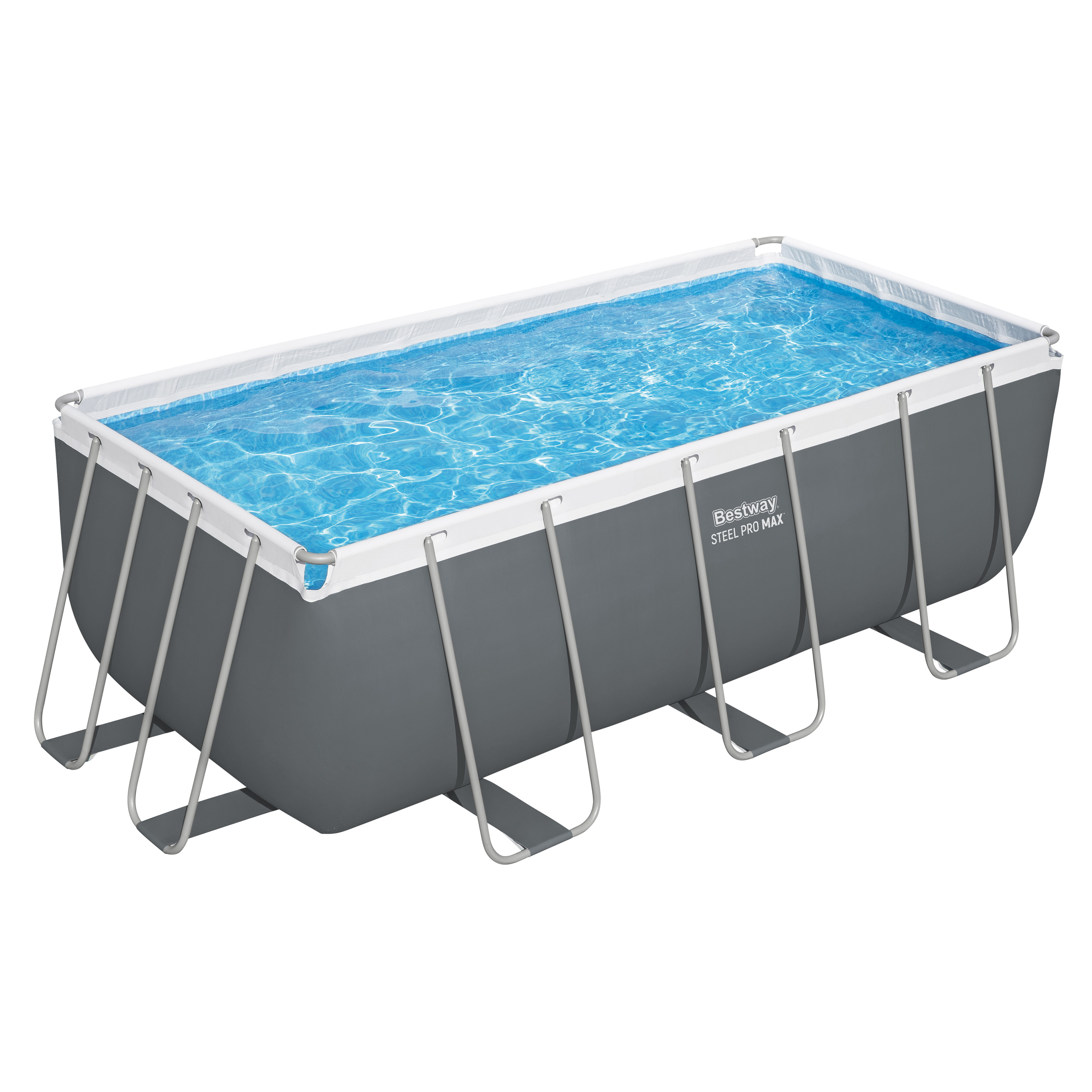 Steel Pro MAX™ Frame Pool Set mit Filterpumpe 412 x 201 x 122 cm, grau, eckig