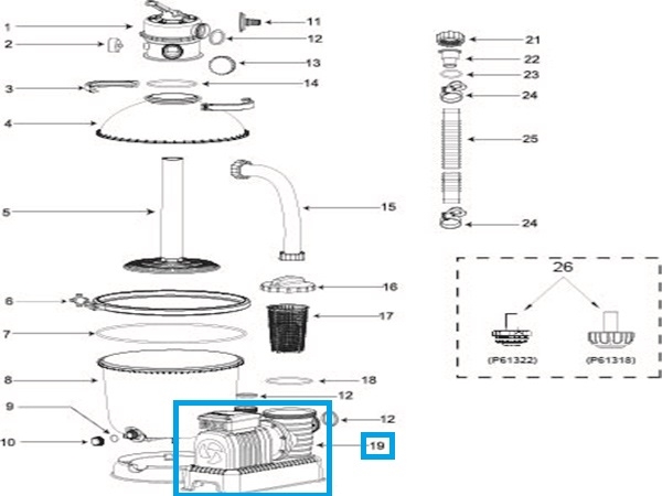 Bestway® Spare Part Pump tank base & motor for Flowclear™ sandfilter unit (58400 | EU)