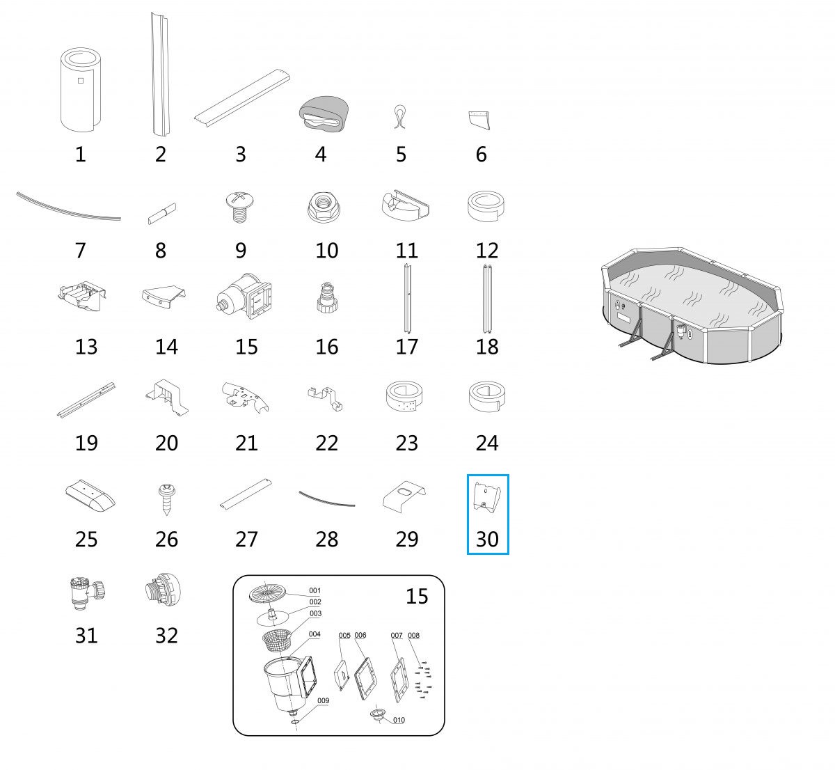 Bestway® Spare Part Bottom side joint (grey) for Hydrium™ steel wall pools 500/610 x 360 x 120 cm (2022) Bestway® Spare Part Bottom side joint (grey) for Hydrium™ steel wall pools 500/610 x 360 x 120 cm (2022)