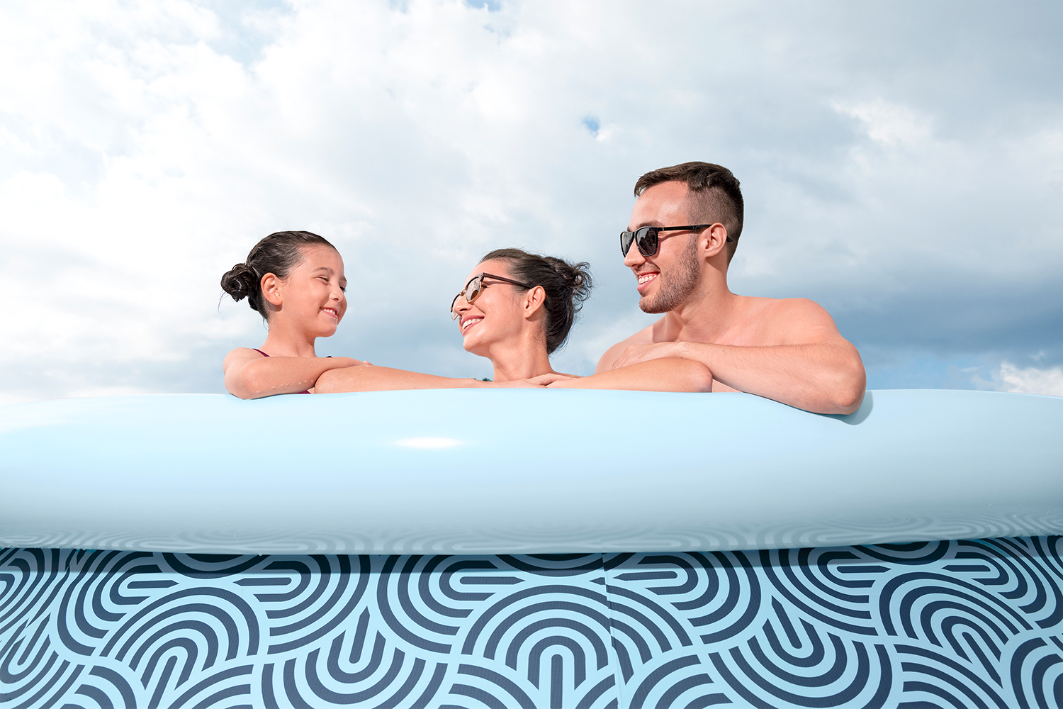 Fast Set™ Aufstellpool-Set mit Filterpumpe Ø 457 x 84 cm, Grafisches Liniendesign, rund