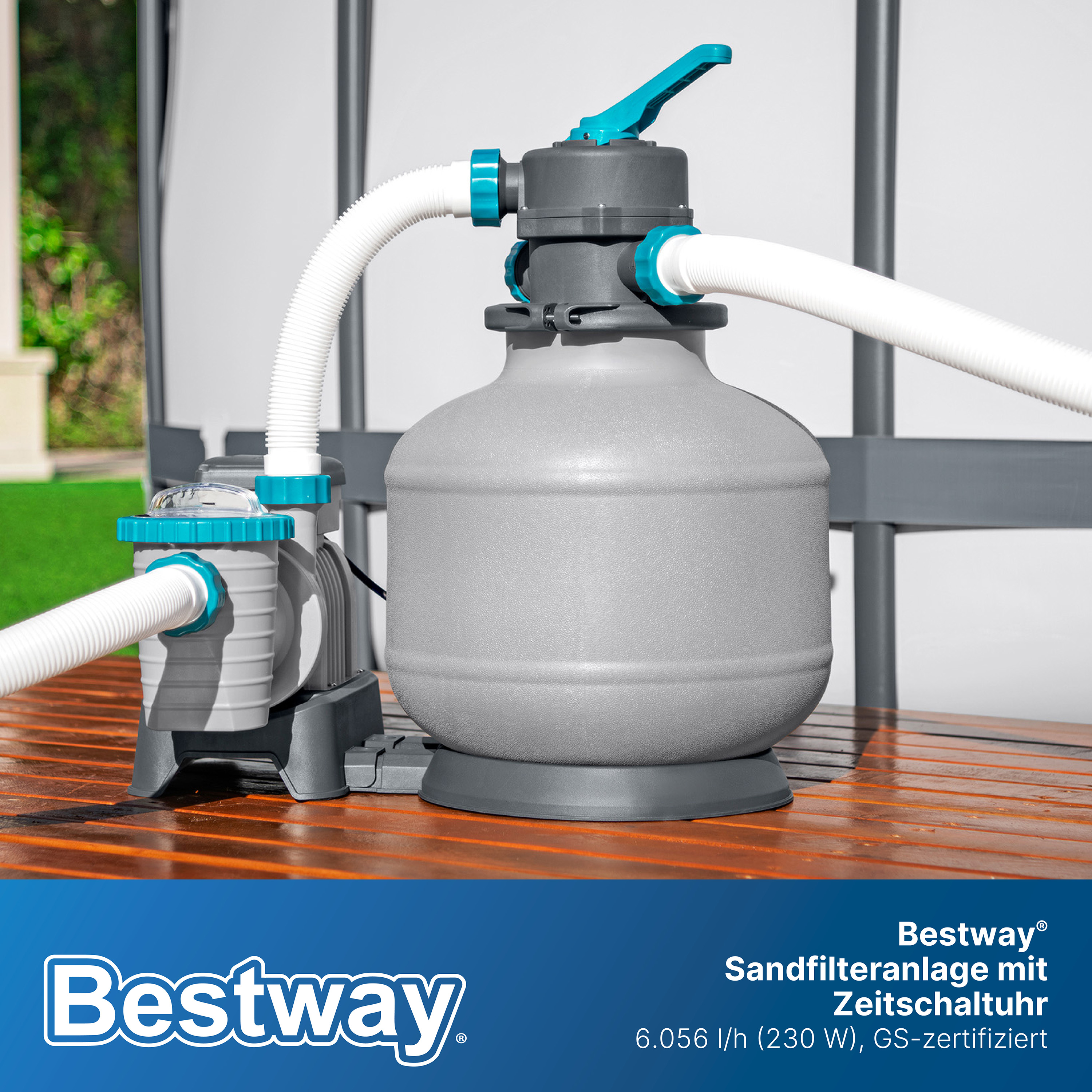 Sandfilteranlage mit Zeitschaltuhr 6.056 l/h, 230 W