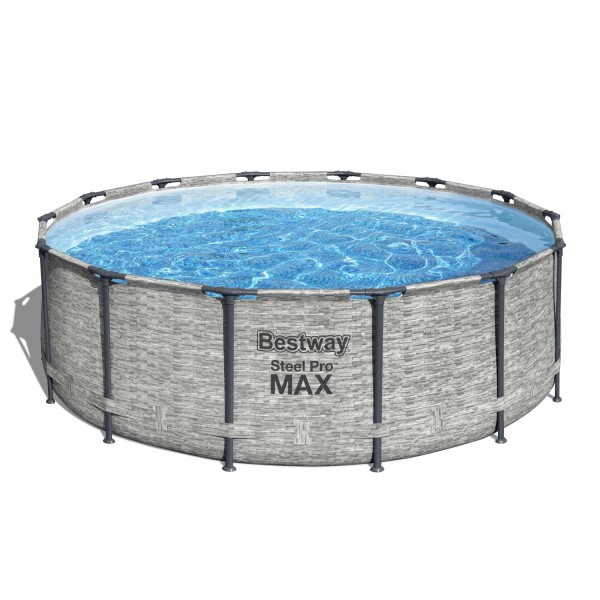Steel Pro MAX™ Ersatz Frame Pool ohne Zubehör Ø 427 x 122 cm, Steinwand-Optik (Cremegrau), rund