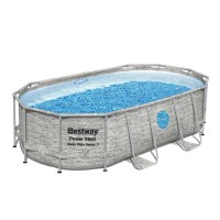 Power Steel™ Swim Vista Series™ Solo Pool ohne Zubehör 427 x 250 x 100 cm, Steinwand-Optik (Cremegrau), oval