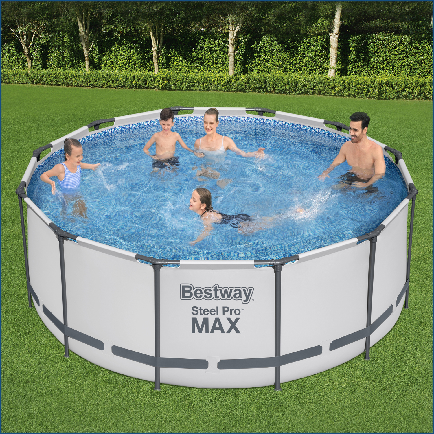 cm, Steel | Komplett-Set MAX™ | 122 Pools Pool lichtgrau, Pro 366 Steel mit Max Steel Pro & Filterpumpe Pools | Pro Runde rund Ø Zubehör Frame x MAX™ Pools