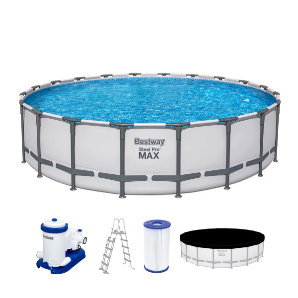 Steel Pro MAX™ Frame Pool Komplett-Set mit Filterpumpe Ø 610 x 132 cm, lichtgrau, rund