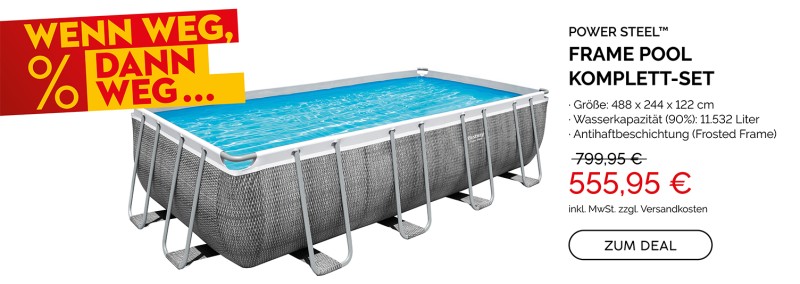 Power Steel™ Frame Pool Komplett-Set mit Filterpumpe 488 x 244 x 122 cm