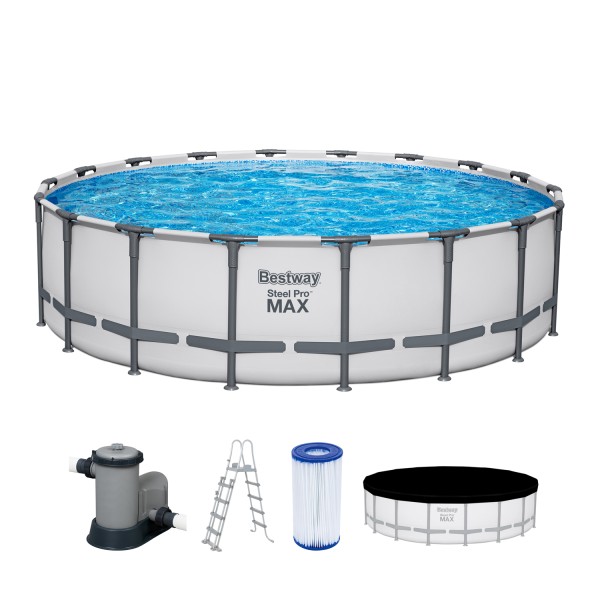 Steel Pro MAX™ Frame Pool Komplett-Set mit Filterpumpe Ø 549 x 132 cm, lichtgrau, rund