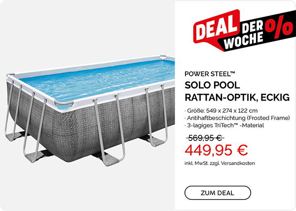Power Steel™ Solo Pool ohne Zubehör 549 x 274 x 122 cm, Rattan-Optik (Schiefergrau), eckig