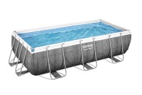 Power Steel™ Solo Pool ohne Zubehör 404 x 201 x 100 cm, Rattan-Optik (Schiefergrau), eckig