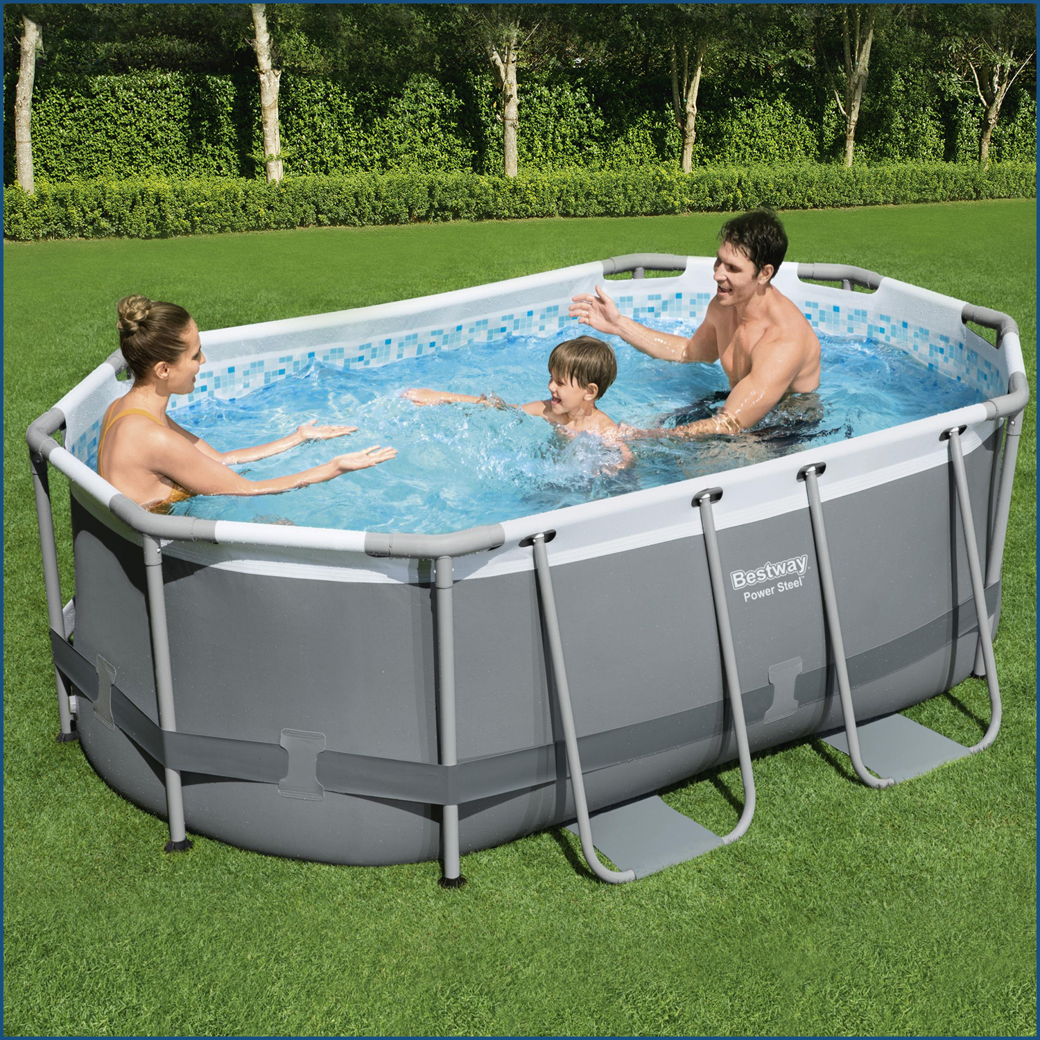 Power Steel™ Frame Pool Set mit Filterpumpe 305 x 200 x 84 cm, grau, oval |  Alle Pools | Pools & Zubehör