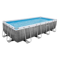 Power Steel™ Solo Pool ohne Zubehör 549 x 274 x 122 cm, Rattan-Optik (Schiefergrau), eckig
