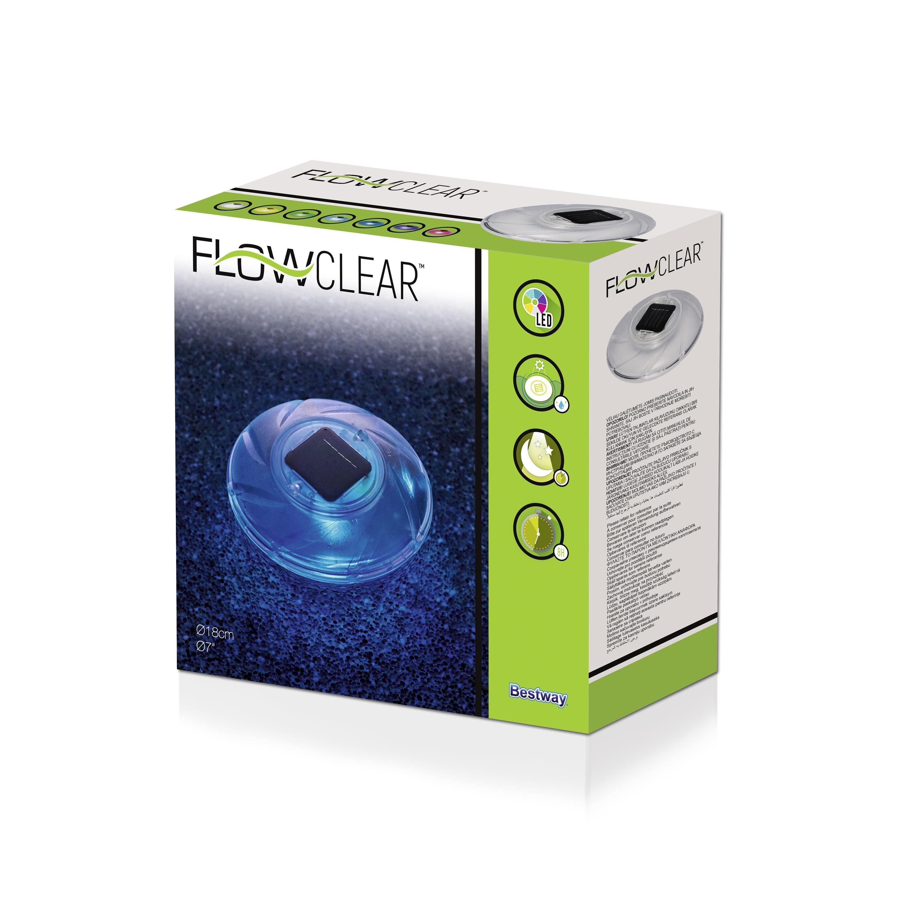 Pool Flowclear Schwimmende Solar-LED-Poolleuchte Farbwechsel 